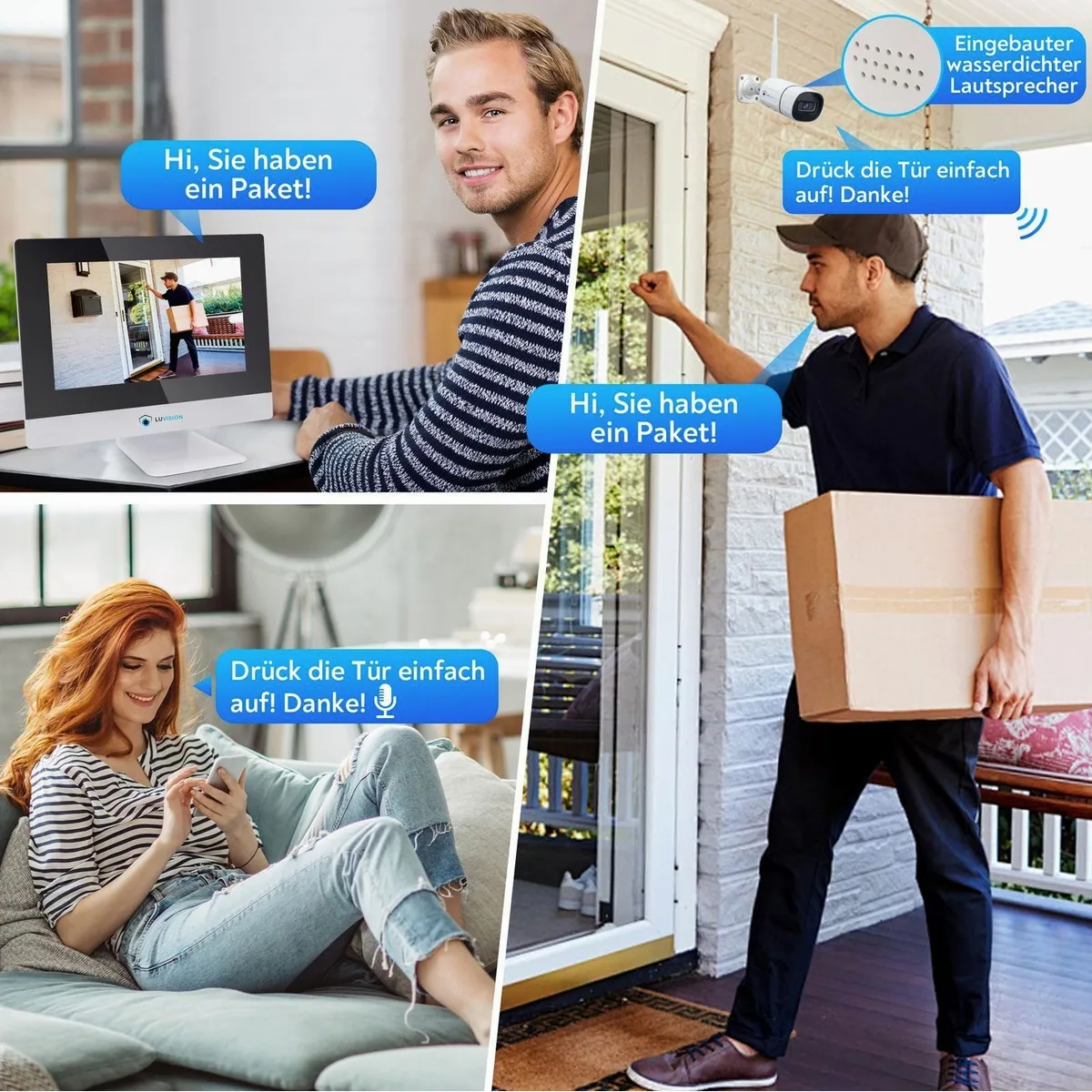 LUVISION Überwachungskamera Set, 10,1" Monitor, KI Personenerkennung, bis zu 8 Kameras 2