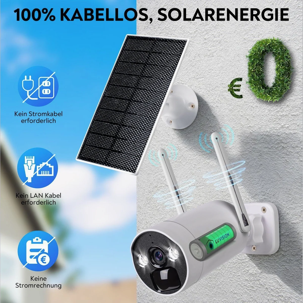LUVISION BK23-W Überwachungskamera, 4MP Auflösung, KI Bewegungserkennung, Solar betrieben 3