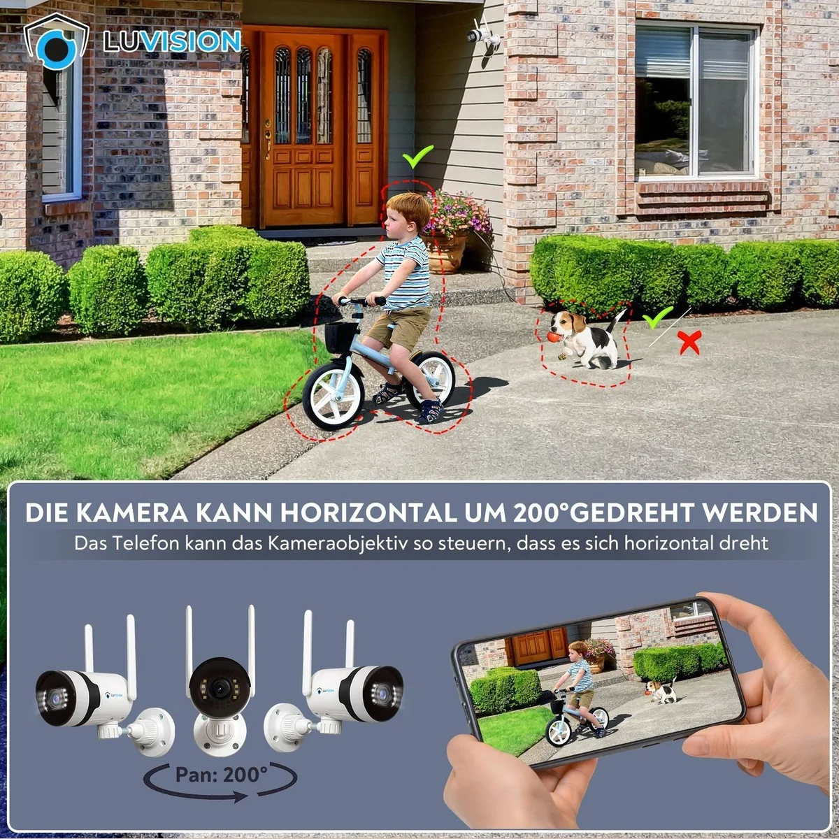 LUVISION K8508-MW Überwachungssystem, 5MP Kamera, 12,5" Monitor, KI Bewegungsverfolgung 3