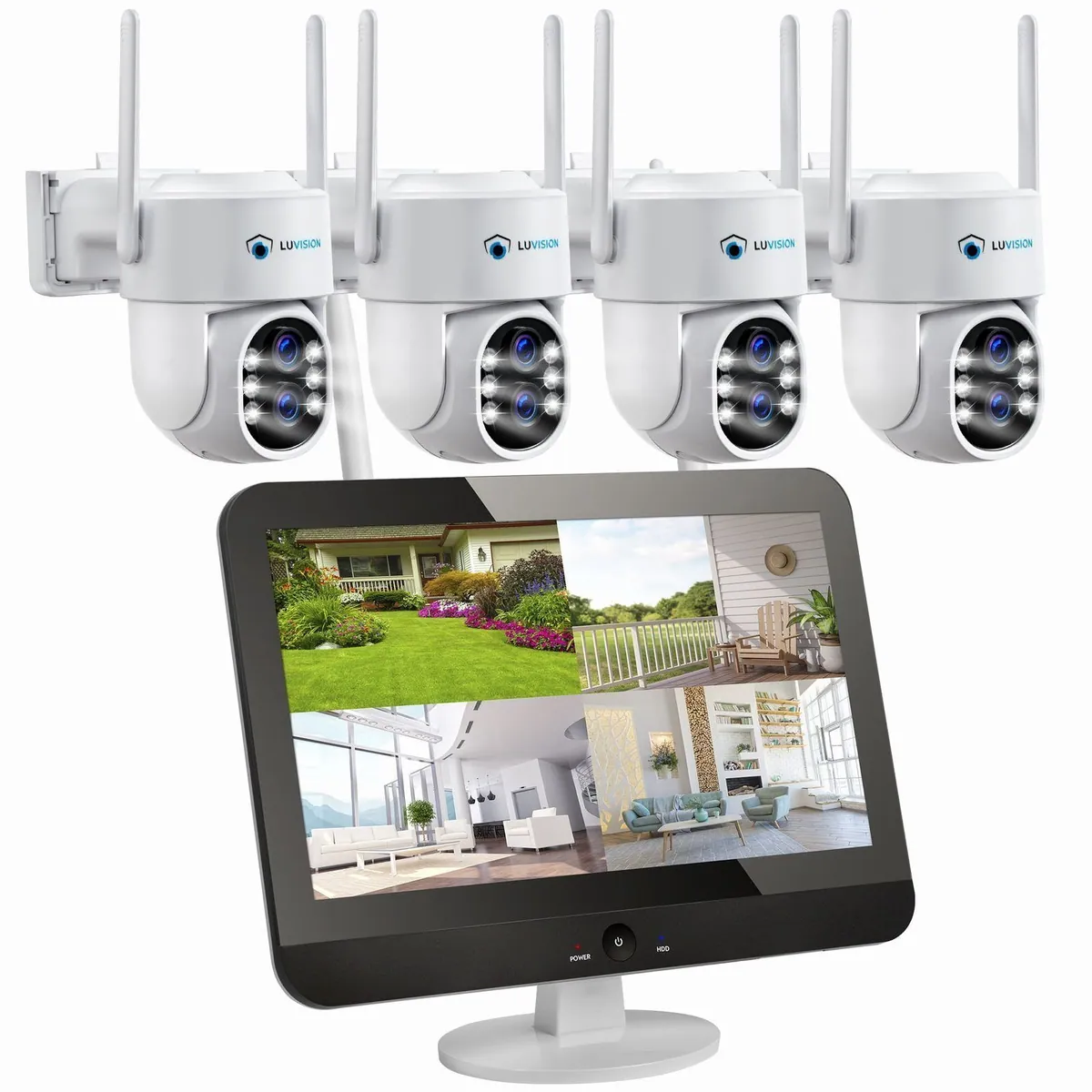 LUVISION K8210-W6 Überwachungssystem, 12,5" Monitor, KI Bewegungsverfolgung, 4 Kameras