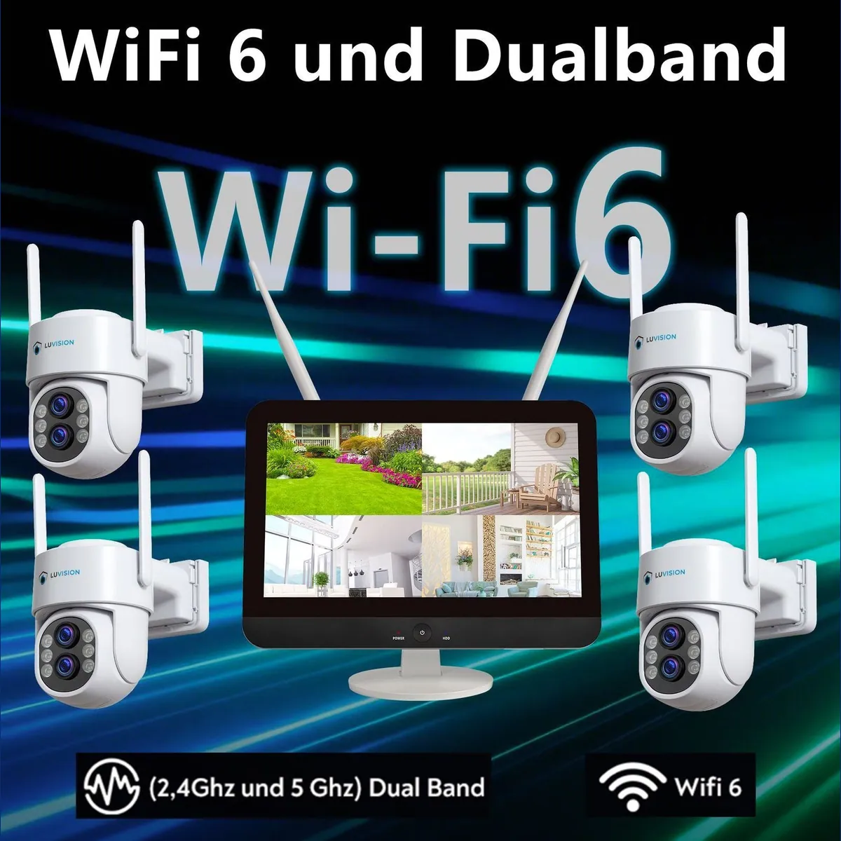 LUVISION K8210-W6 Überwachungssystem, 12,5" Monitor, KI Bewegungsverfolgung, 4 Kameras 2