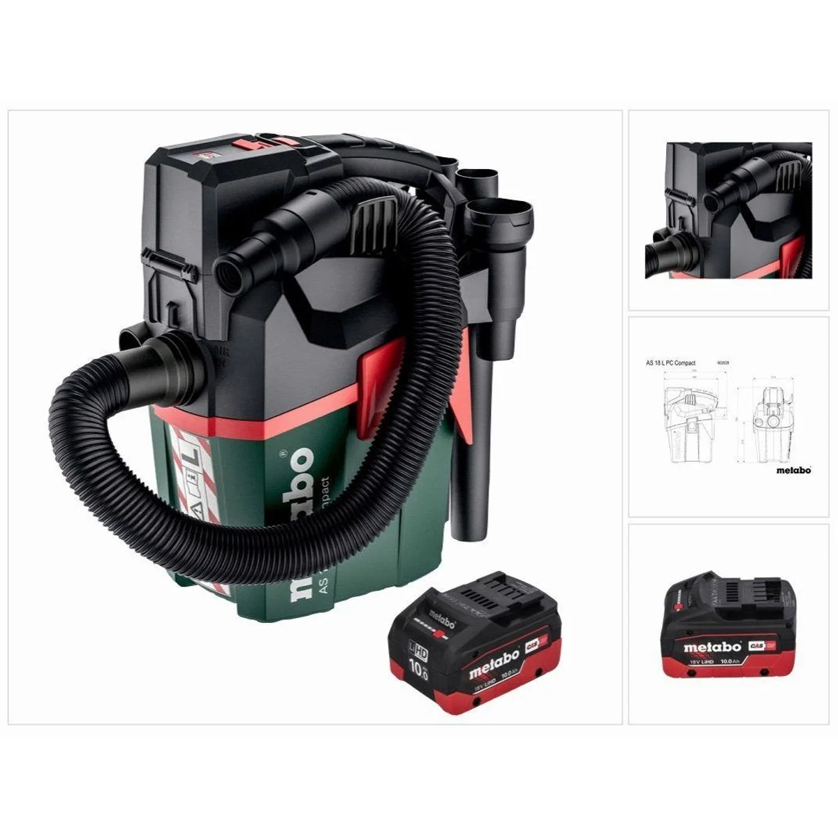 Metabo AS 18 L PC Compact Akku-Sauger, 18 V, 6 l, Staubklasse L