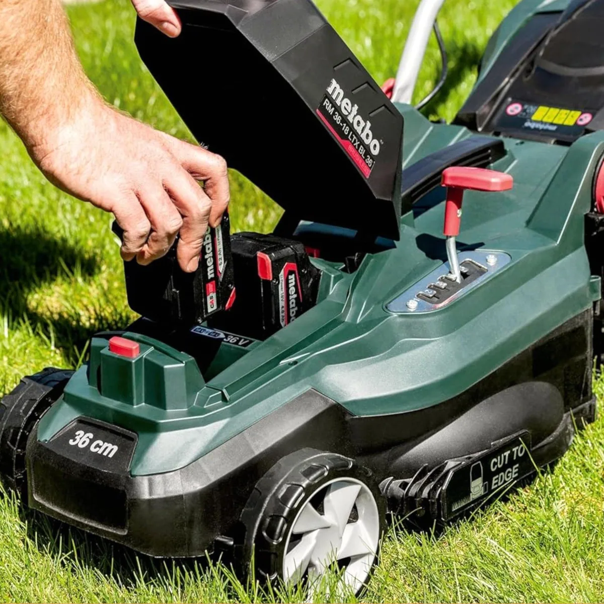 Metabo RM 36-18 LTX BL 36, kompakter Akku Rasenmäher, 36 cm Schnittbreite, 5 Schnitthöhen 5