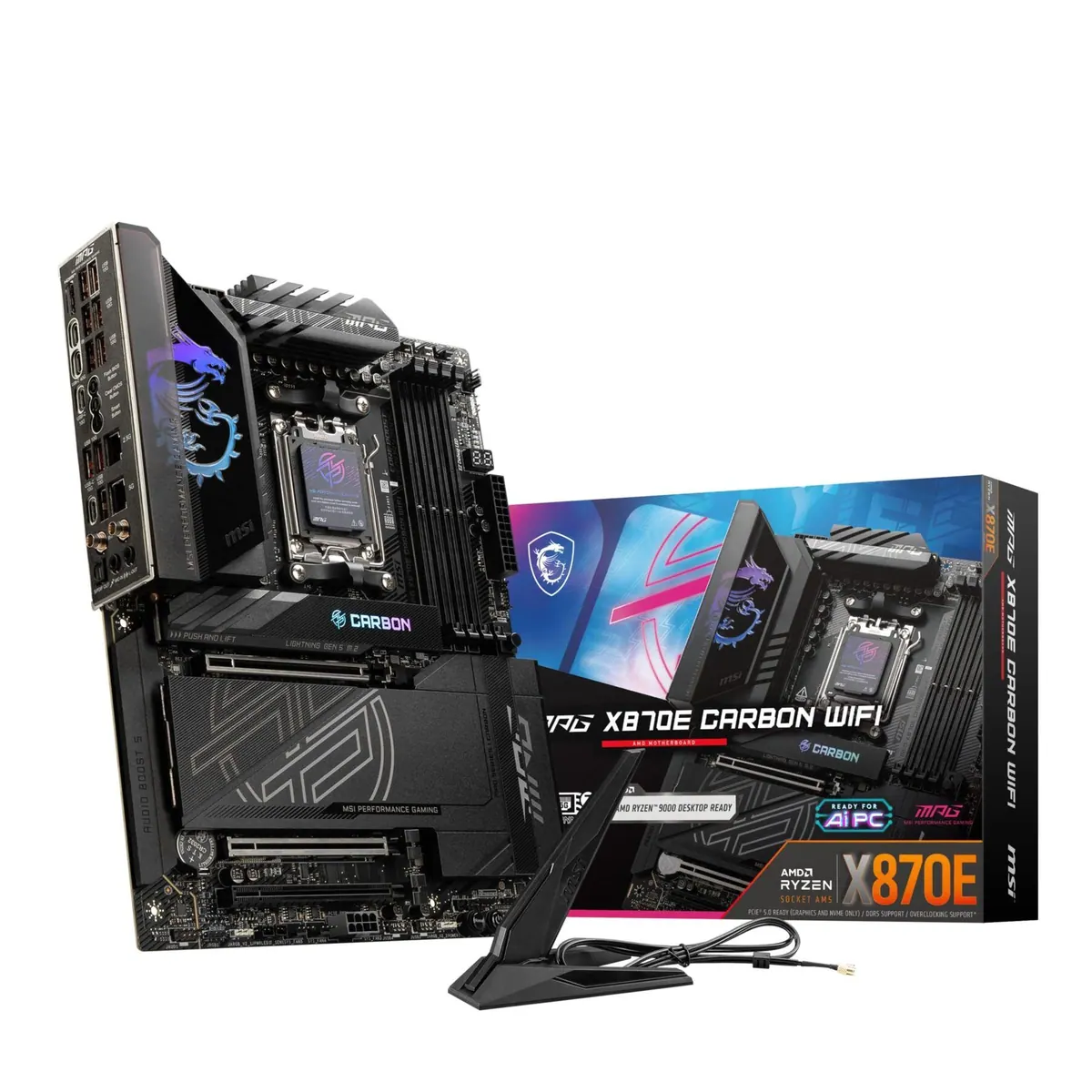 MSI MPG X870E CARBON WIFI Mainboard, hohe Leistungsfähigkeit, Wi-Fi 6E Unterstützung, RGB-Beleuchtung