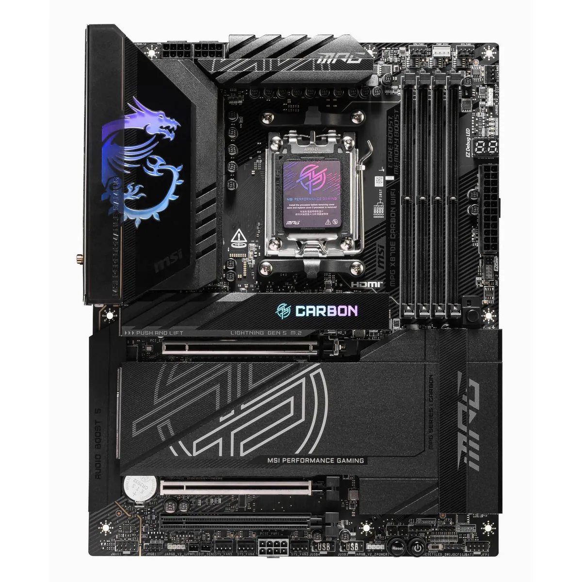 MSI MPG X870E CARBON WIFI Mainboard, hohe Leistungsfähigkeit, Wi-Fi 6E Unterstützung, RGB-Beleuchtung 2