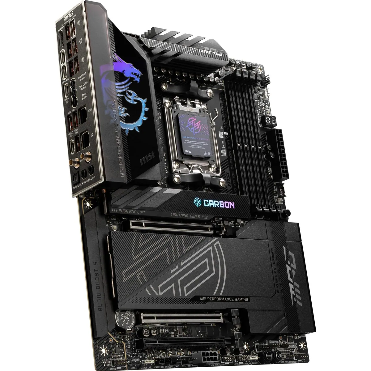 MSI MPG X870E CARBON WIFI Mainboard, hohe Leistungsfähigkeit, Wi-Fi 6E Unterstützung, RGB-Beleuchtung 3