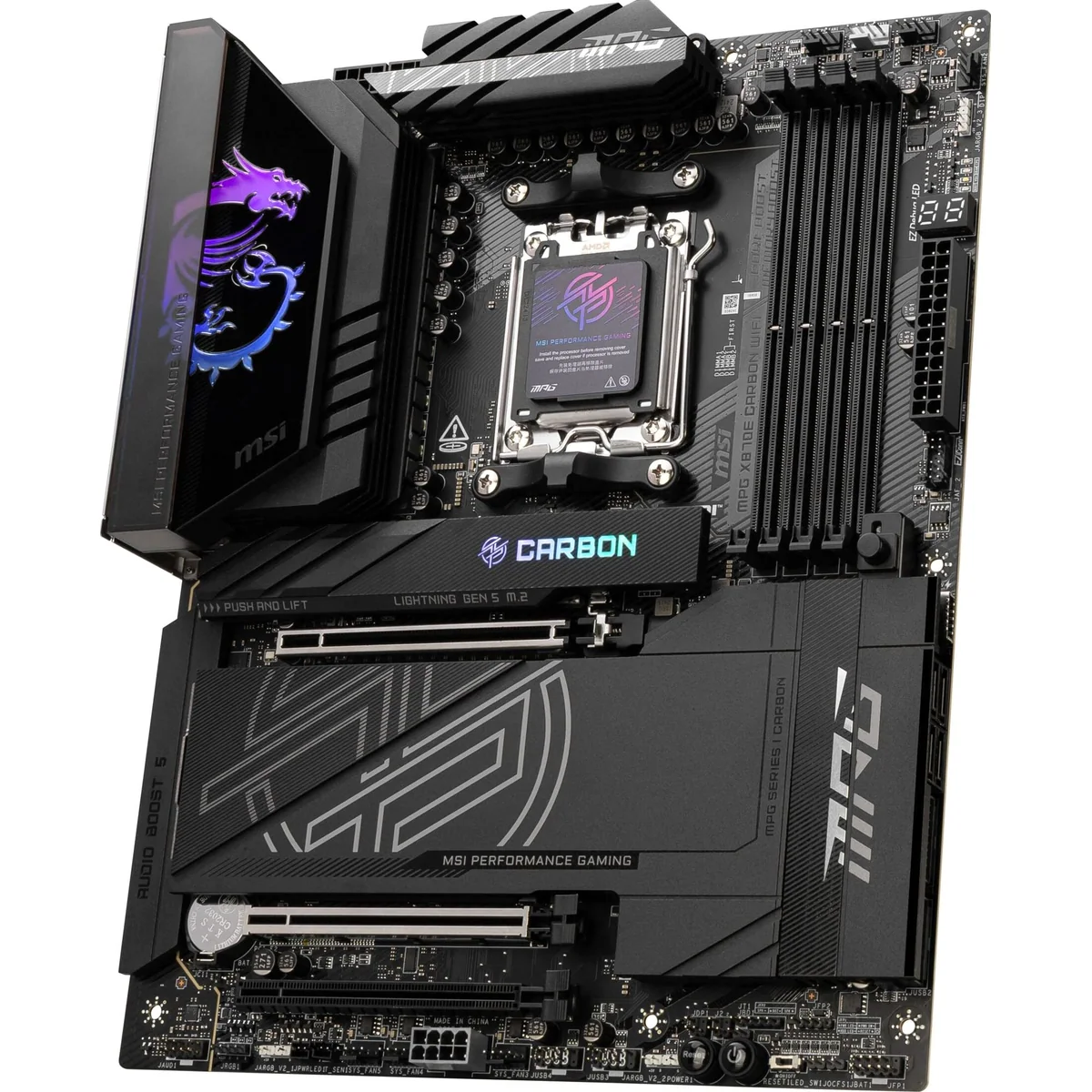 MSI MPG X870E CARBON WIFI Mainboard, hohe Leistungsfähigkeit, Wi-Fi 6E Unterstützung, RGB-Beleuchtung 4