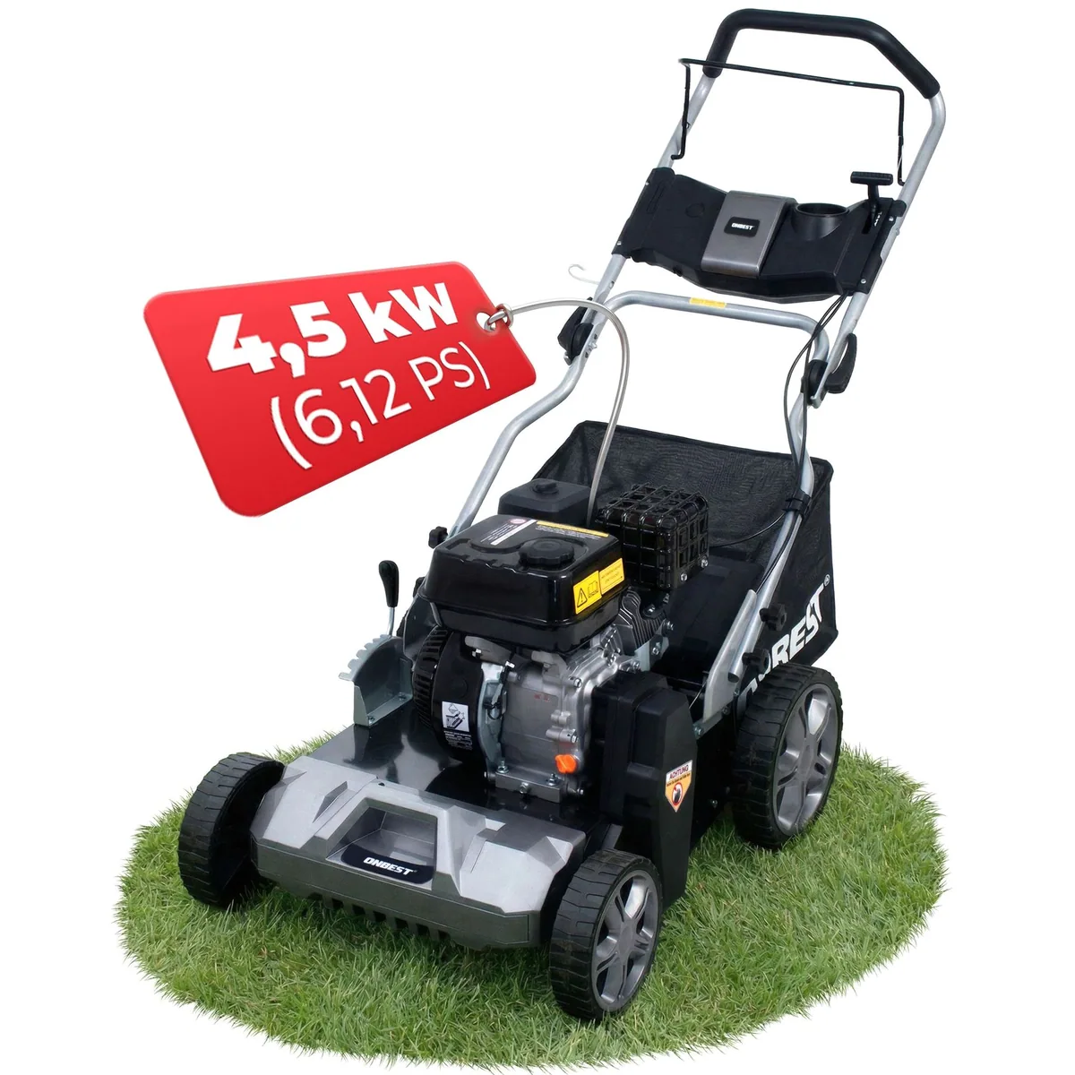 Onbest Benzin-Vertikutierer S4544, 4-Takt-Motor, 2-in-1-Funktion, 44 cm Arbeitsbreite