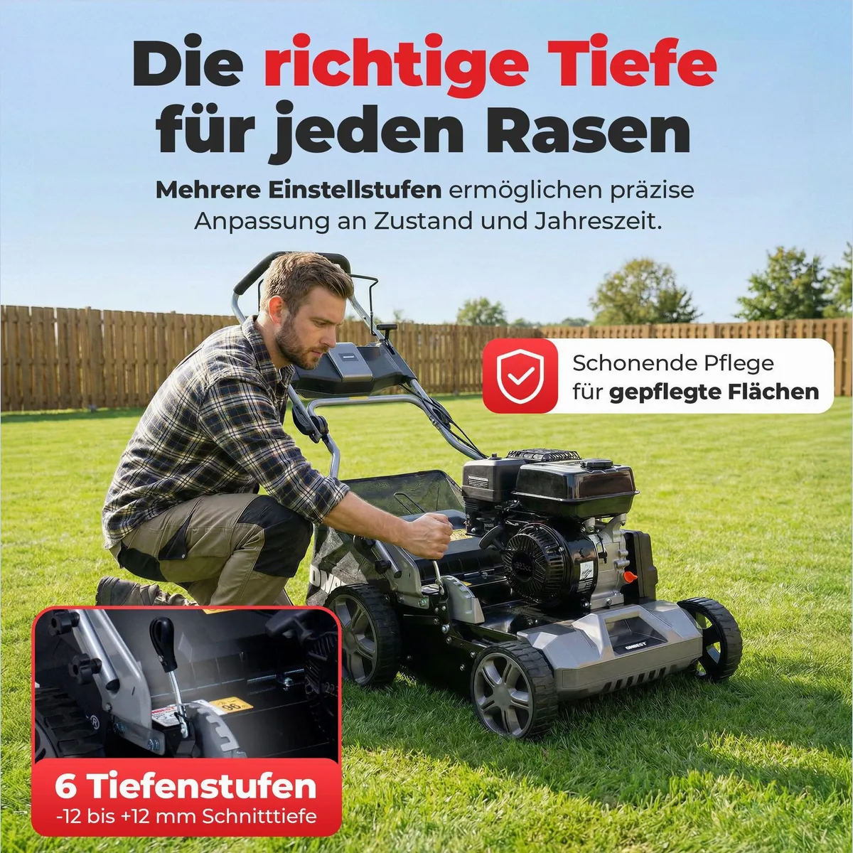 Onbest Benzin-Vertikutierer S4544, 4-Takt-Motor, 2-in-1-Funktion, 44 cm Arbeitsbreite 2
