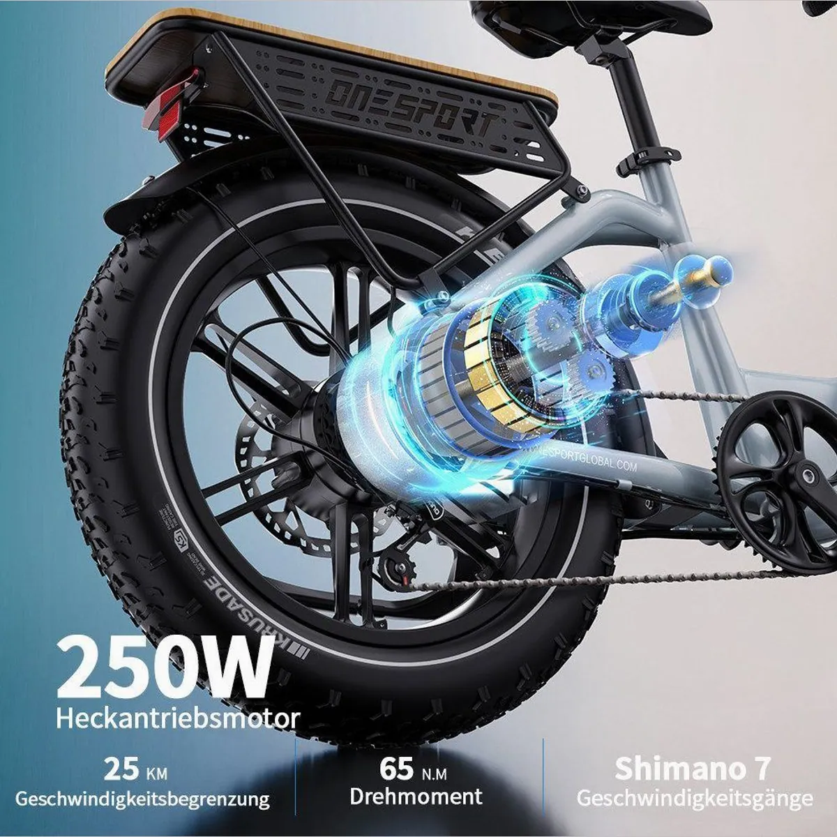 Onesport E-Bike Cityrad, 250W Heckmotor, 130 km Reichweite, hydraulische Bremsen, App-Steuerung 5