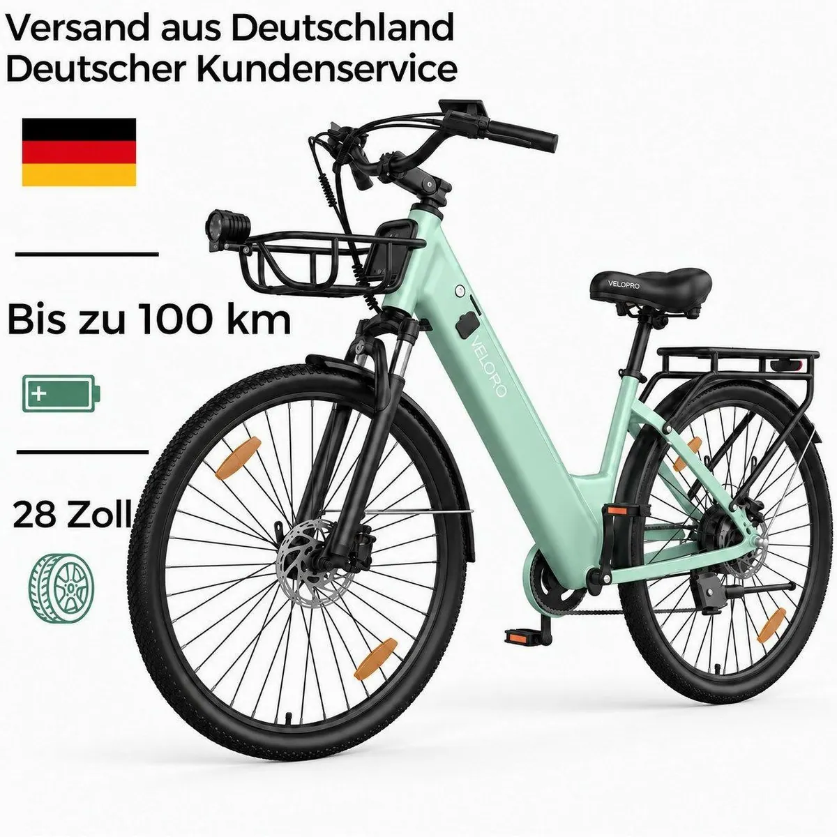 PIXAR E-Bike Cityrad Pedelec, hohe Reichweite & komfortable Ausstattung