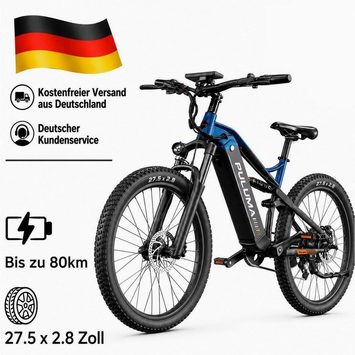 PixelPilot E-Bike Cityrad, 27,5 Zoll, 48V 20Ah, 9-Gang, Shimano Bremsen