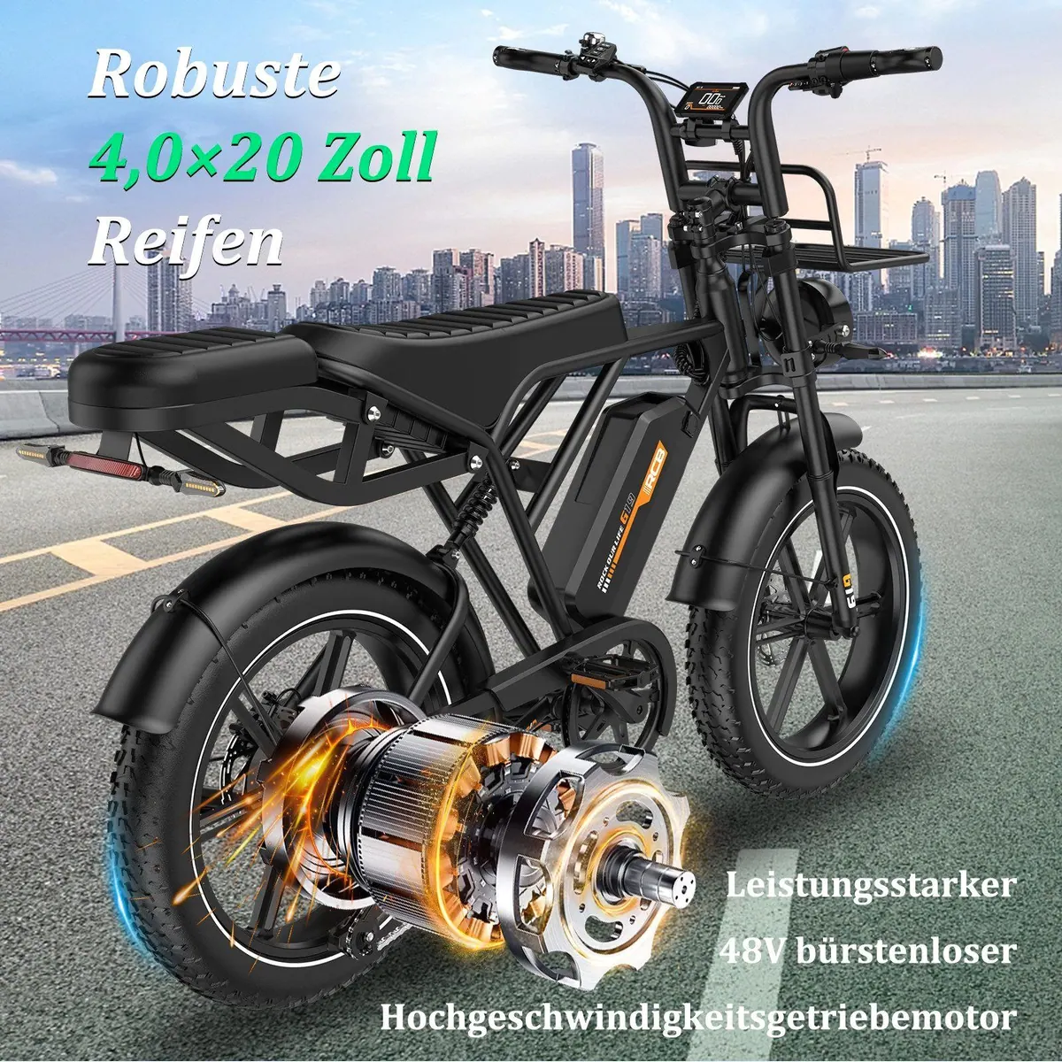 RCB E-Bike Pedelec G19, 1365W Leistung, 180 km Reichweite, APP-Steuerung 2