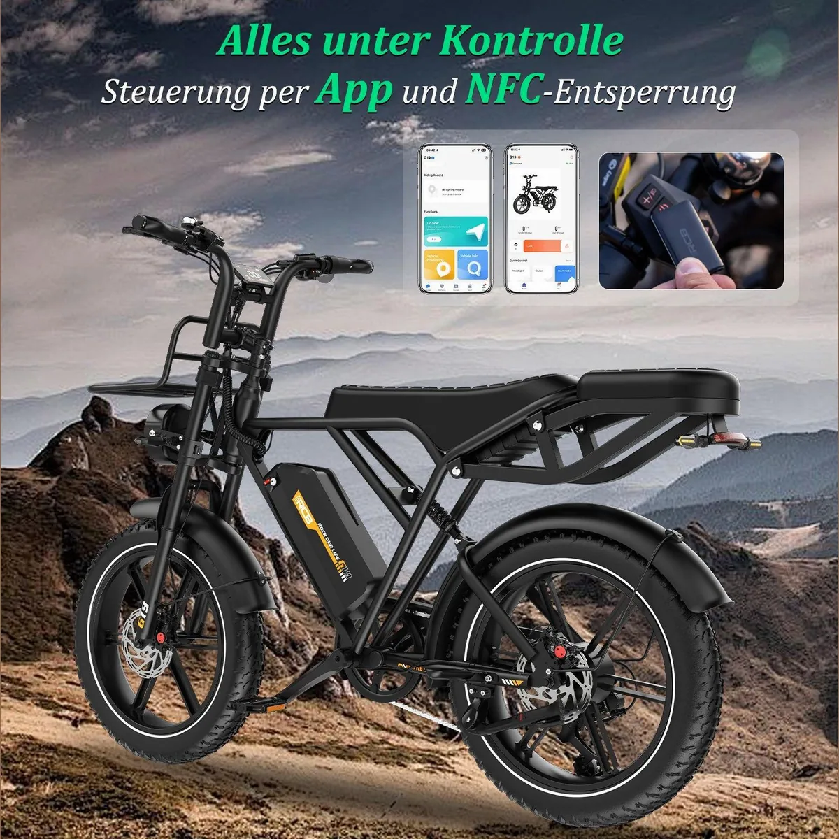 RCB E-Bike Pedelec G19, 1365W Leistung, 180 km Reichweite, APP-Steuerung 4