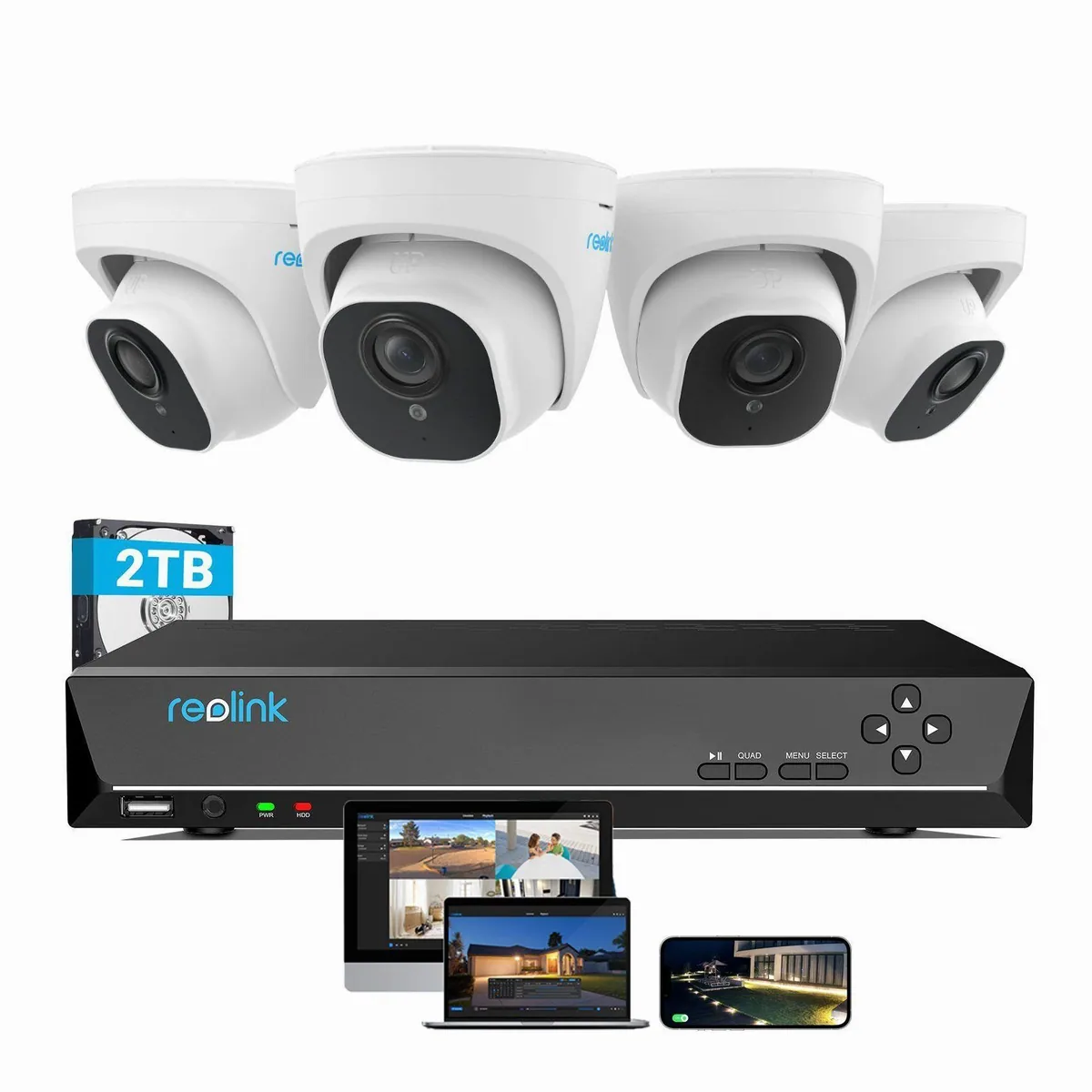 Reolink 8MP 4K PoE Set, intelligente Personen-/Fahrzeugerkennung, 2TB HDD