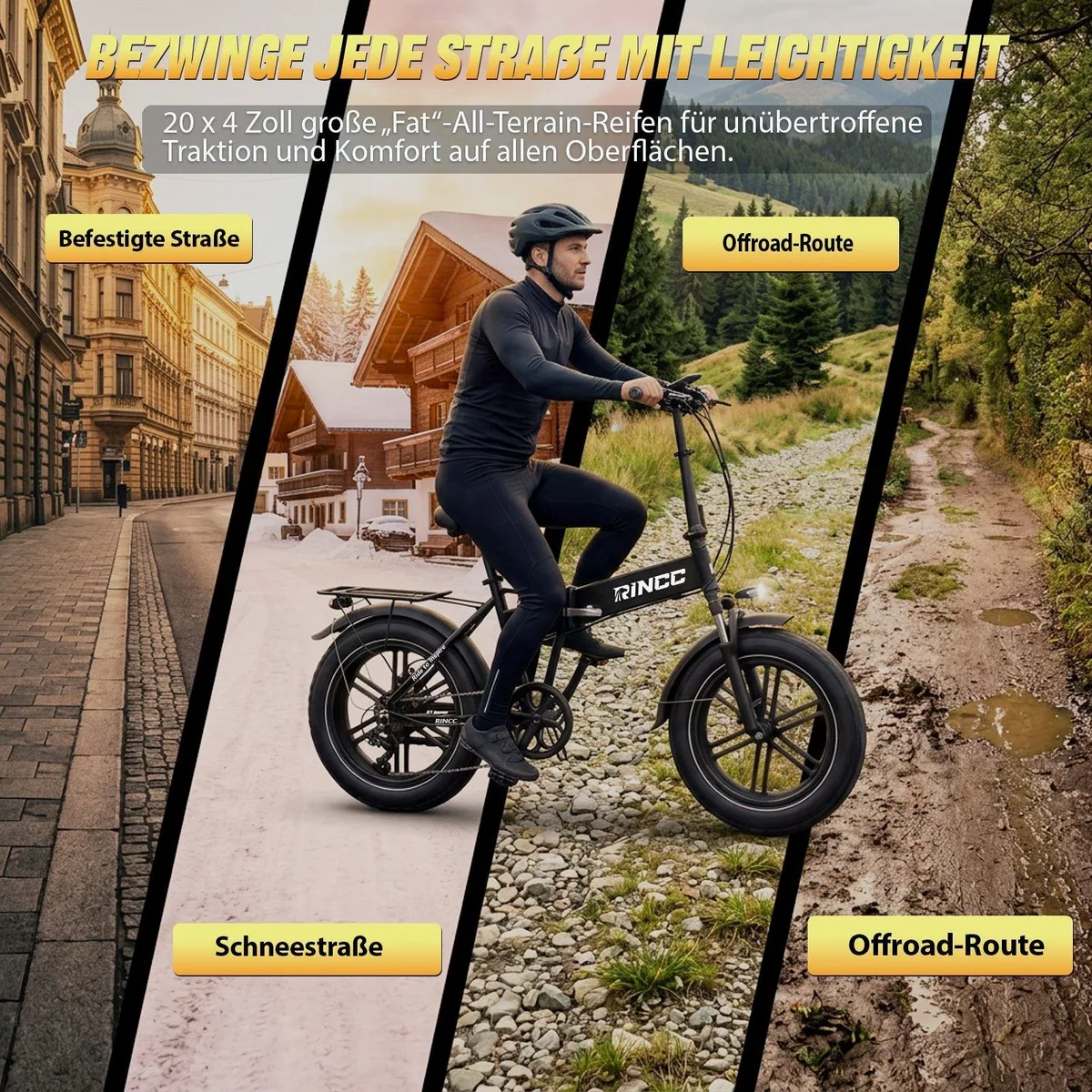 Rincc E-Bike 20" 48V 15Ah, leistungsstark & faltbar, bis 100 km Reichweite 4