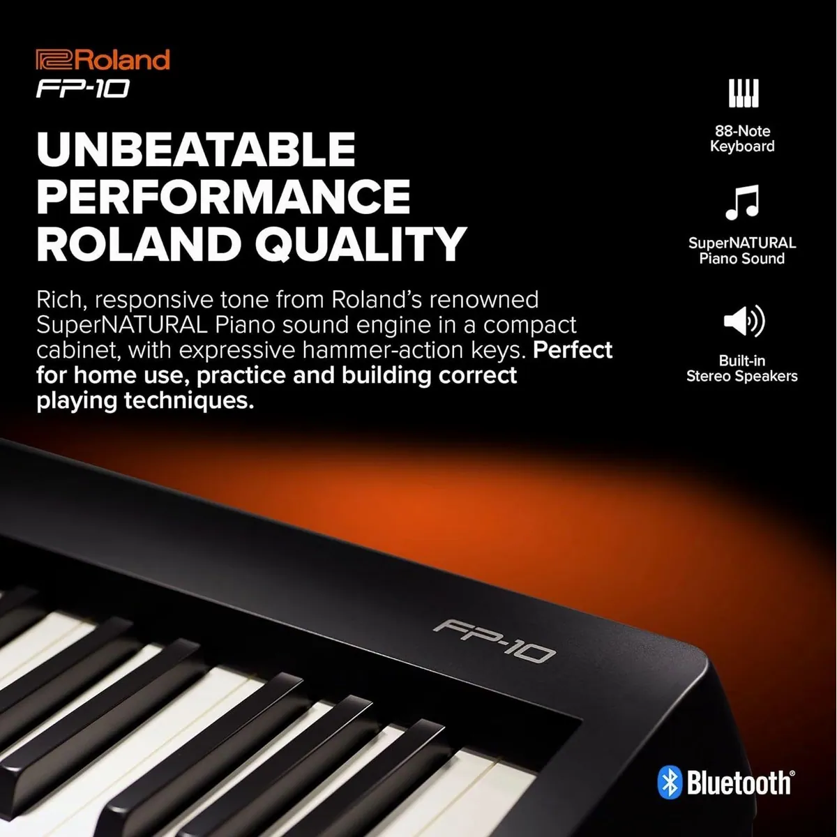 Roland FP-10 Digital Piano, hochwertige PHA-4 Tastatur, Bluetooth-Funktion, tragbares Design 4