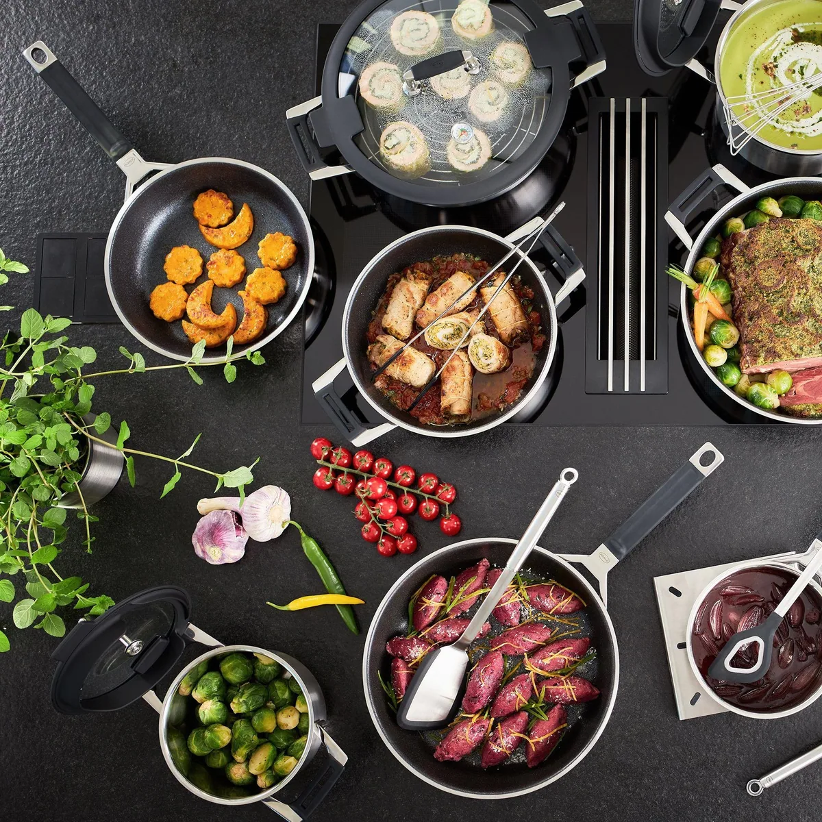 Rösle Silence Pro Topfset 5tlg., Edelstahl, inklusive Bratpfanne und innovativem Deckel 4