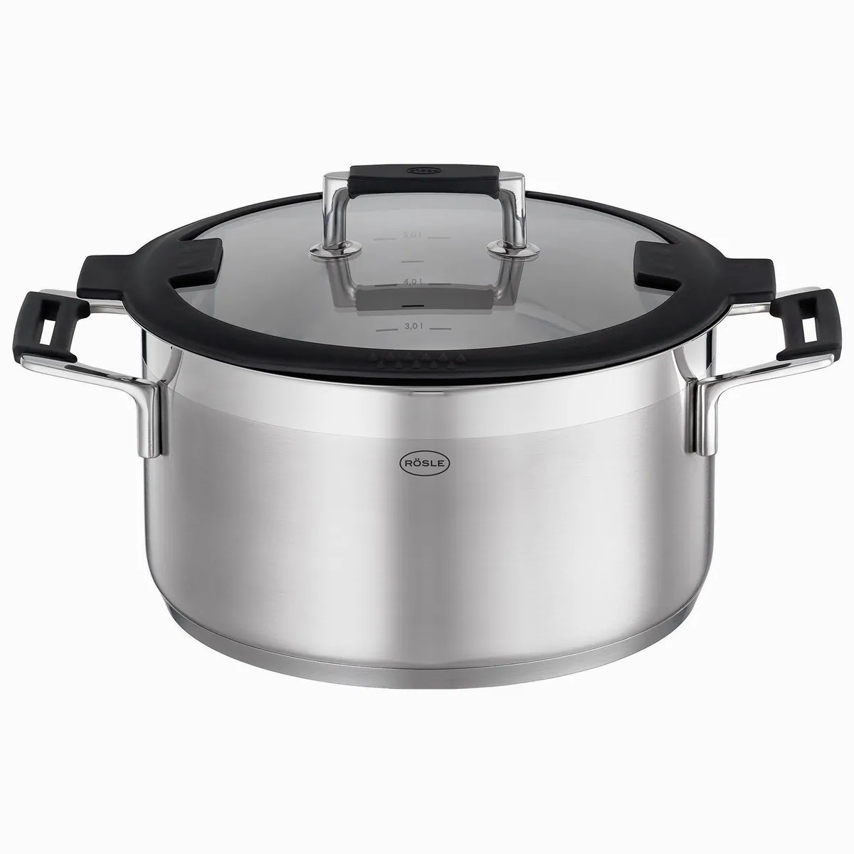 Rösle Silence Pro Topfset 5tlg., Edelstahl, inklusive Bratpfanne und innovativem Deckel 5