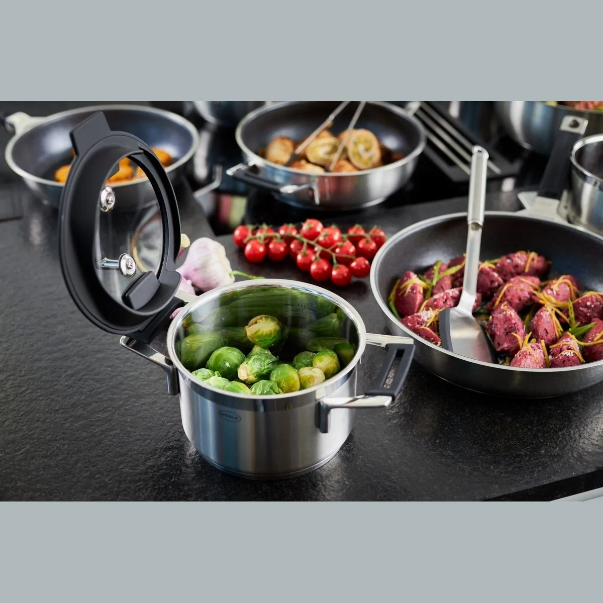 Rösle Topf-Set Silence Pro, 6-teilig, Edelstahl und Silikon 2