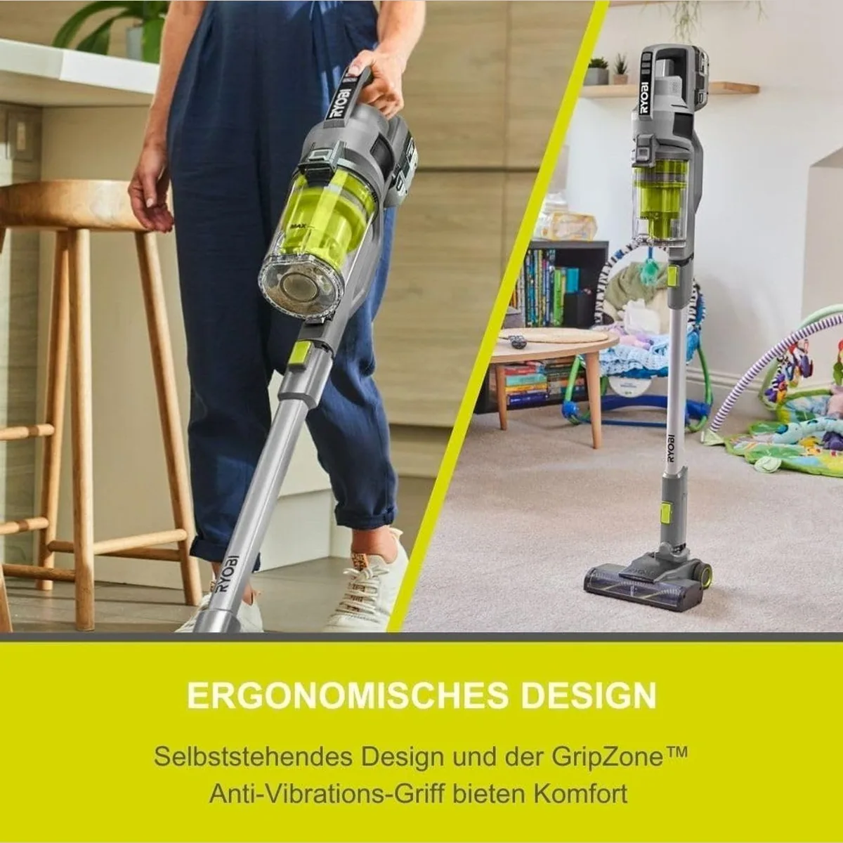 Ryobi Akku-Handstaubsauger 18V ONE+, hohe Saugleistung, inkl. Akku und Ladegerät 2