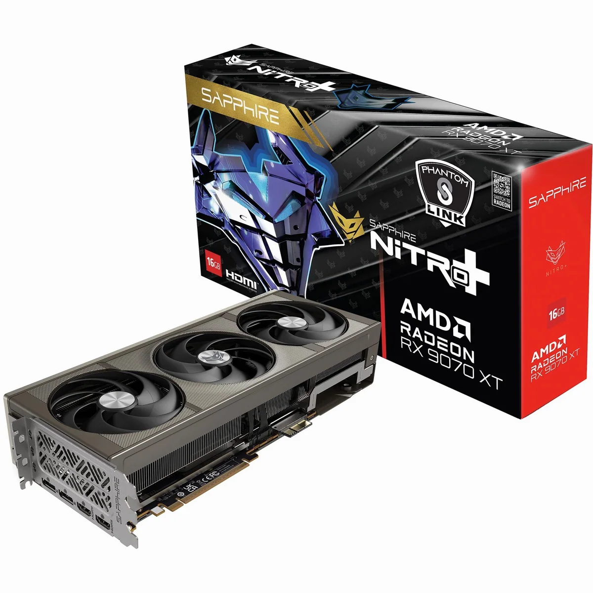 Sapphire Radeon RX 9070 XT Nitro+ Phantom Link OC, 16 GB GDDR6, PCIe 5.0, 4K Gaming