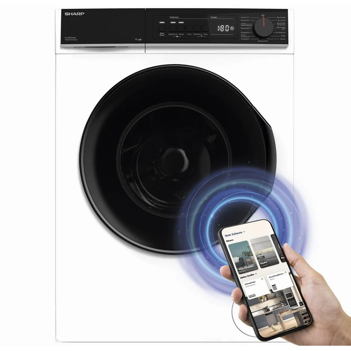 Sharp ES-PRO014WA-DE Waschmaschine, 10 kg, 1400 U/min, WiFi Steuerung, AllergySmart 2