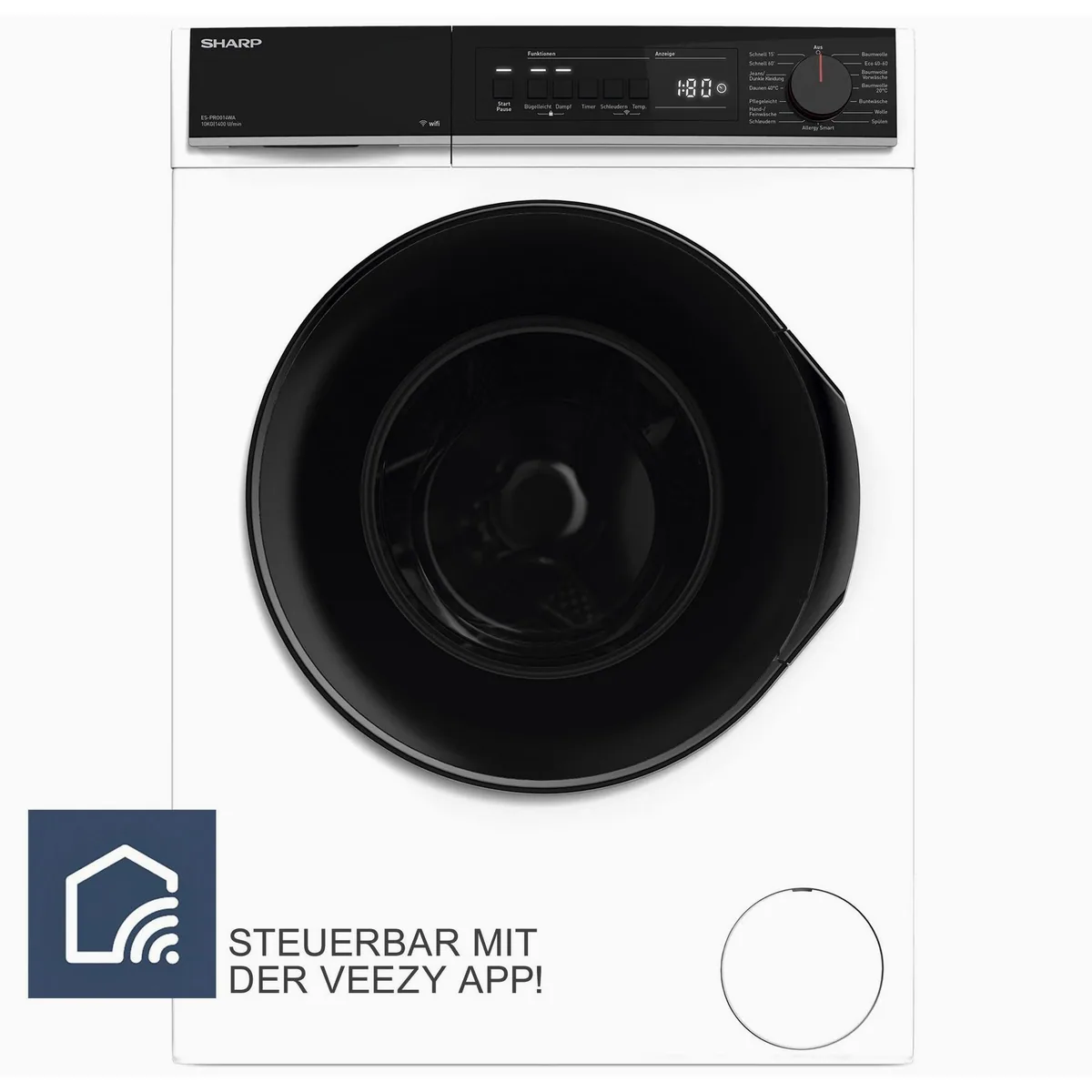 Sharp ES-PRO014WA-DE Waschmaschine, 10 kg, 1400 U/min, WiFi Steuerung, AllergySmart 3
