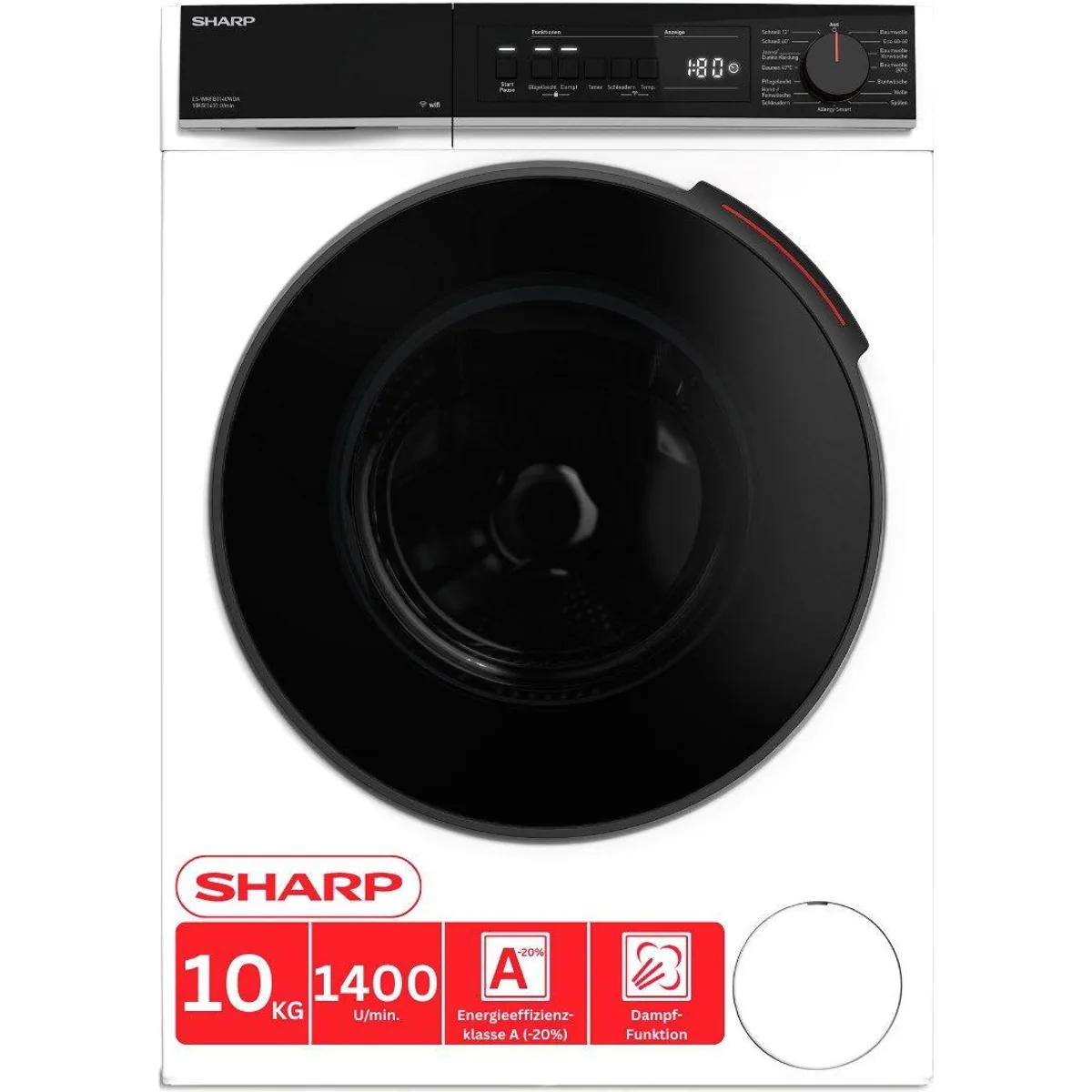 Sharp Waschmaschine ES-WNFB014CWDA-DE, 10 kg, 1400 U/min, Energieeffizienzklasse A 2