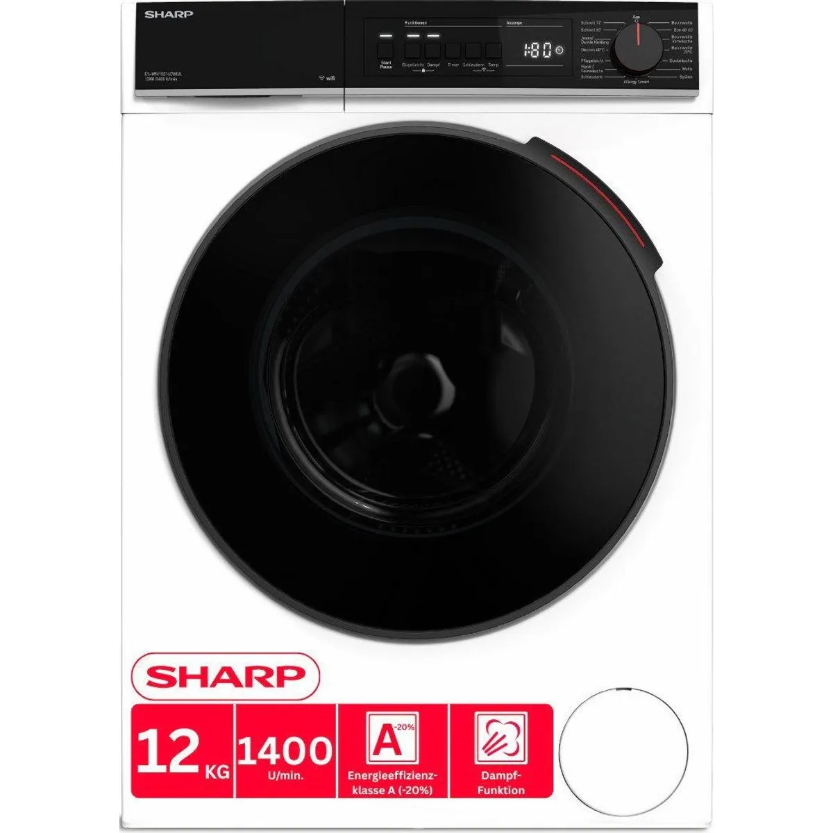 Sharp Waschmaschine ES-WNFB214CWDA-DE, 12 kg, 1400 U/min, hohe Energieeffizienz 2