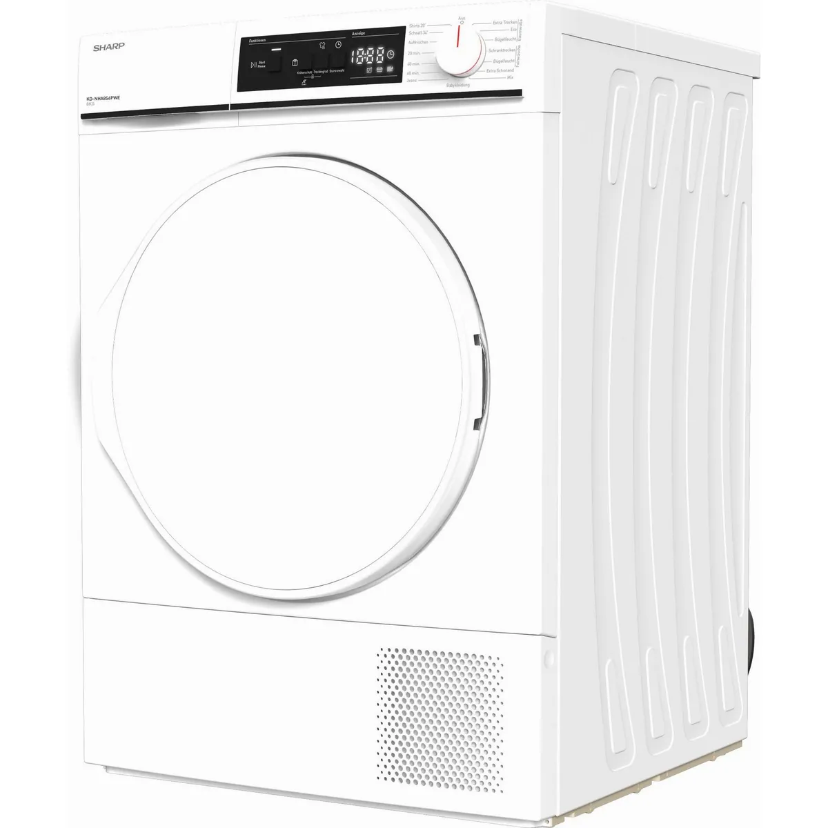 Sharp KD-NHA8S6PWE-DE Wärmepumpentrockner, 8kg Fassungsvermögen, Energieeffizienzklasse E 4