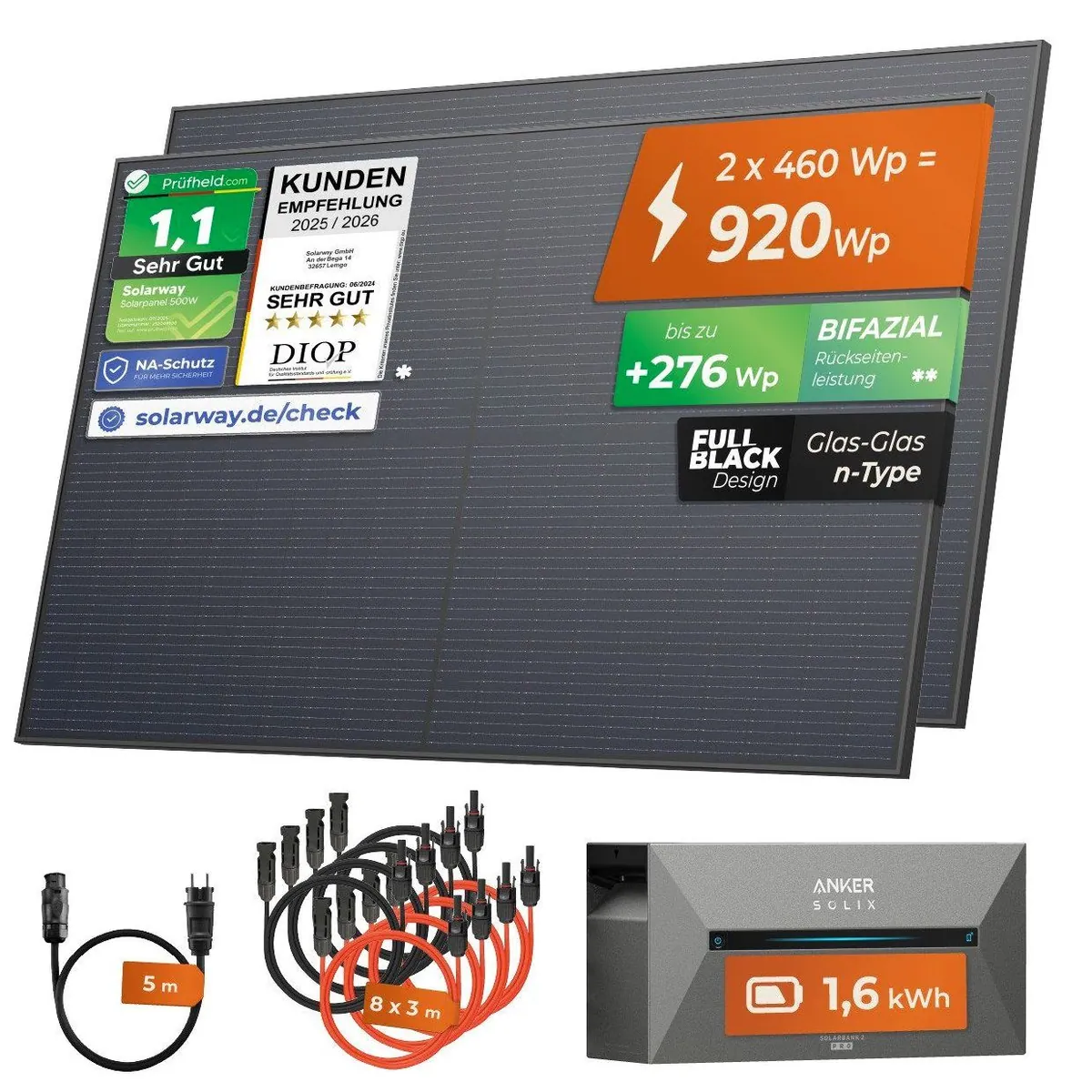 Solarway Balkonkraftwerk 920Wp / 800W All in One, maximale Effizienz & einfache Handhabung 2