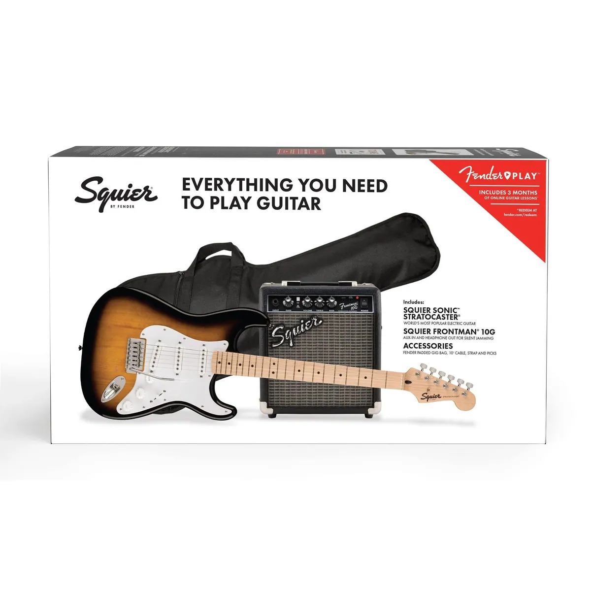 Squier Sonic Series Stratocaster Pack MN, vollständiges E-Gitarren-Set, komfortables C-Halsprofil 3