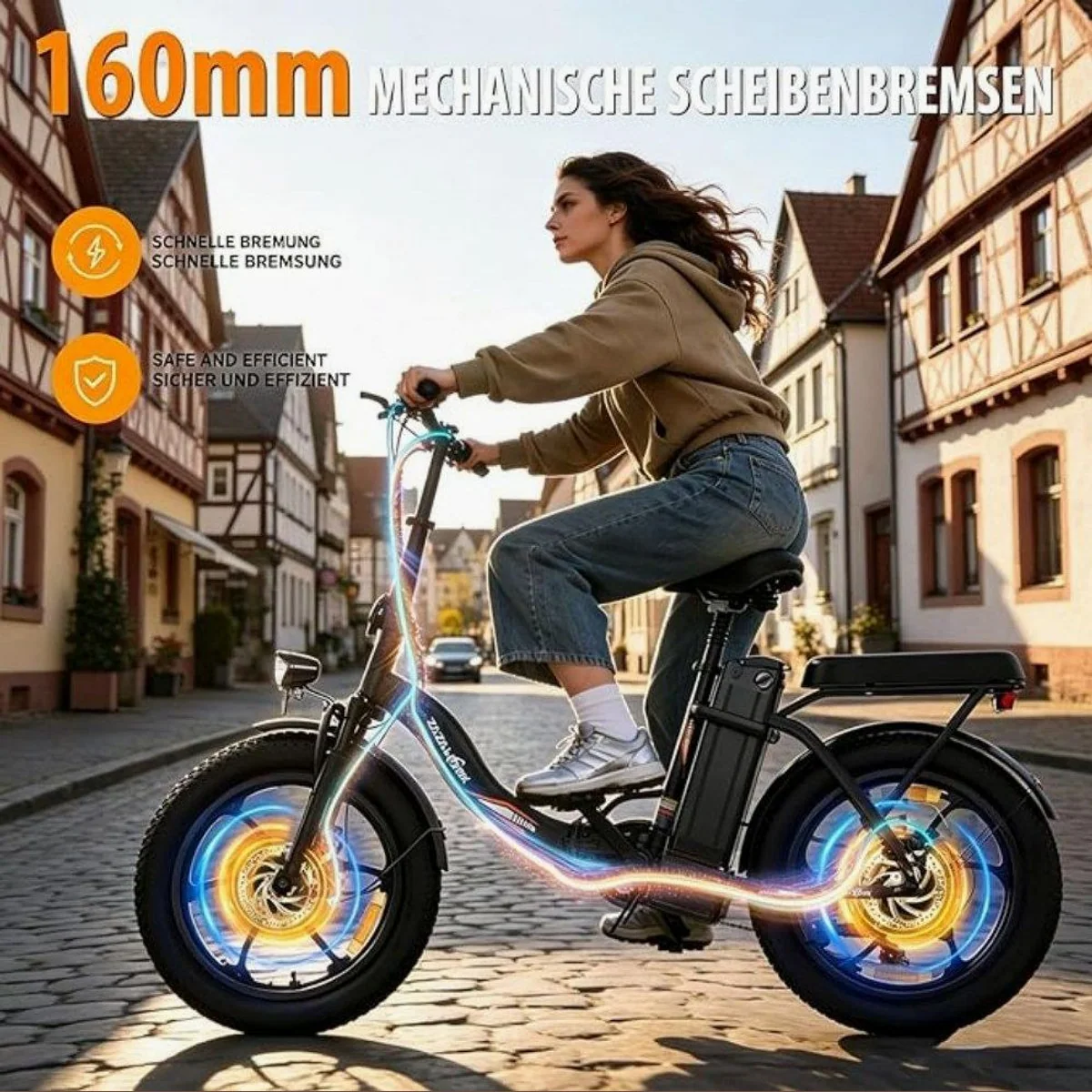 SSY E-Bike Kompaktes Elektrofahrrad, Tiefeinstieg, Breite Reifen, Heckmotor 2