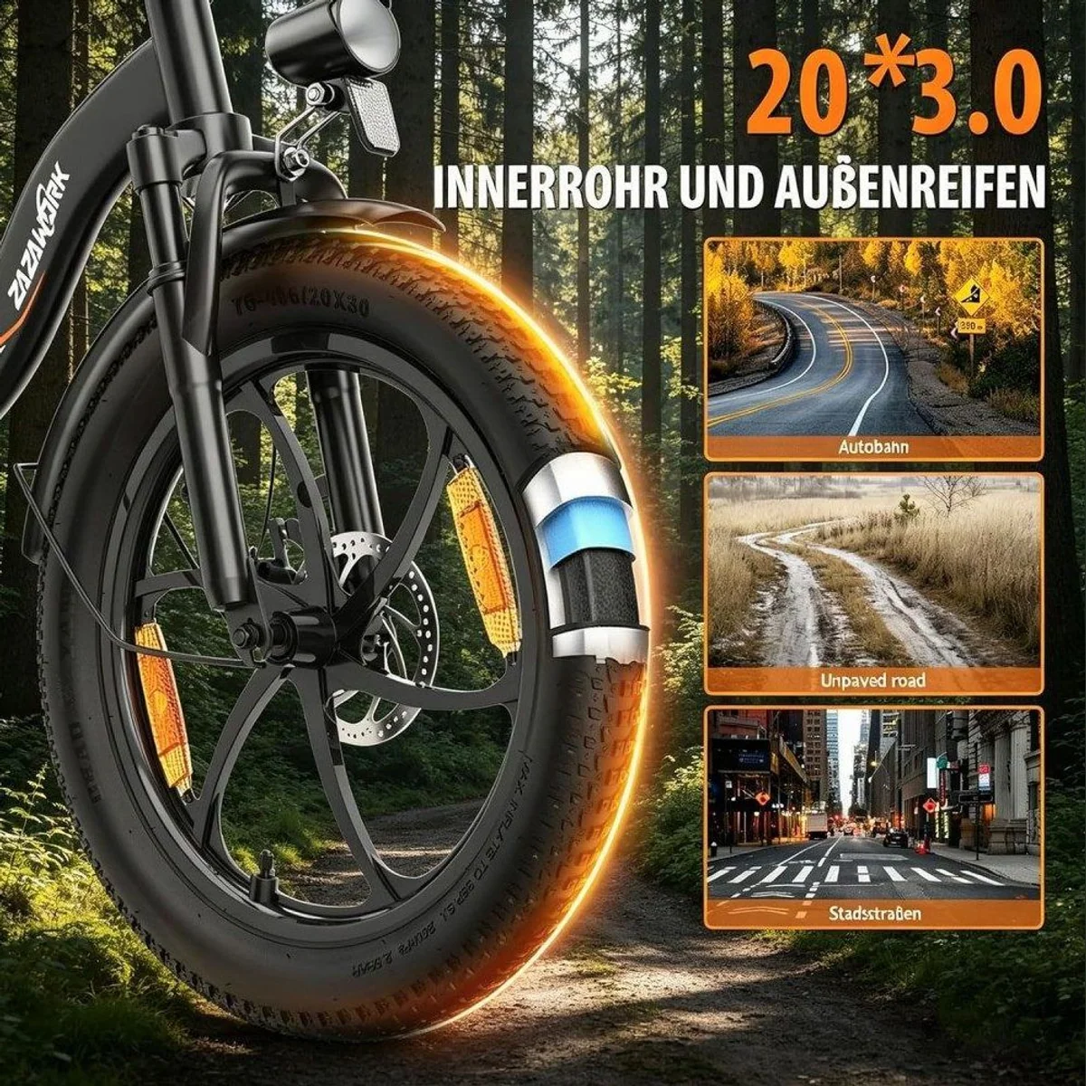 SSY E-Bike Kompaktes Elektrofahrrad, Tiefeinstieg, Breite Reifen, Heckmotor 5
