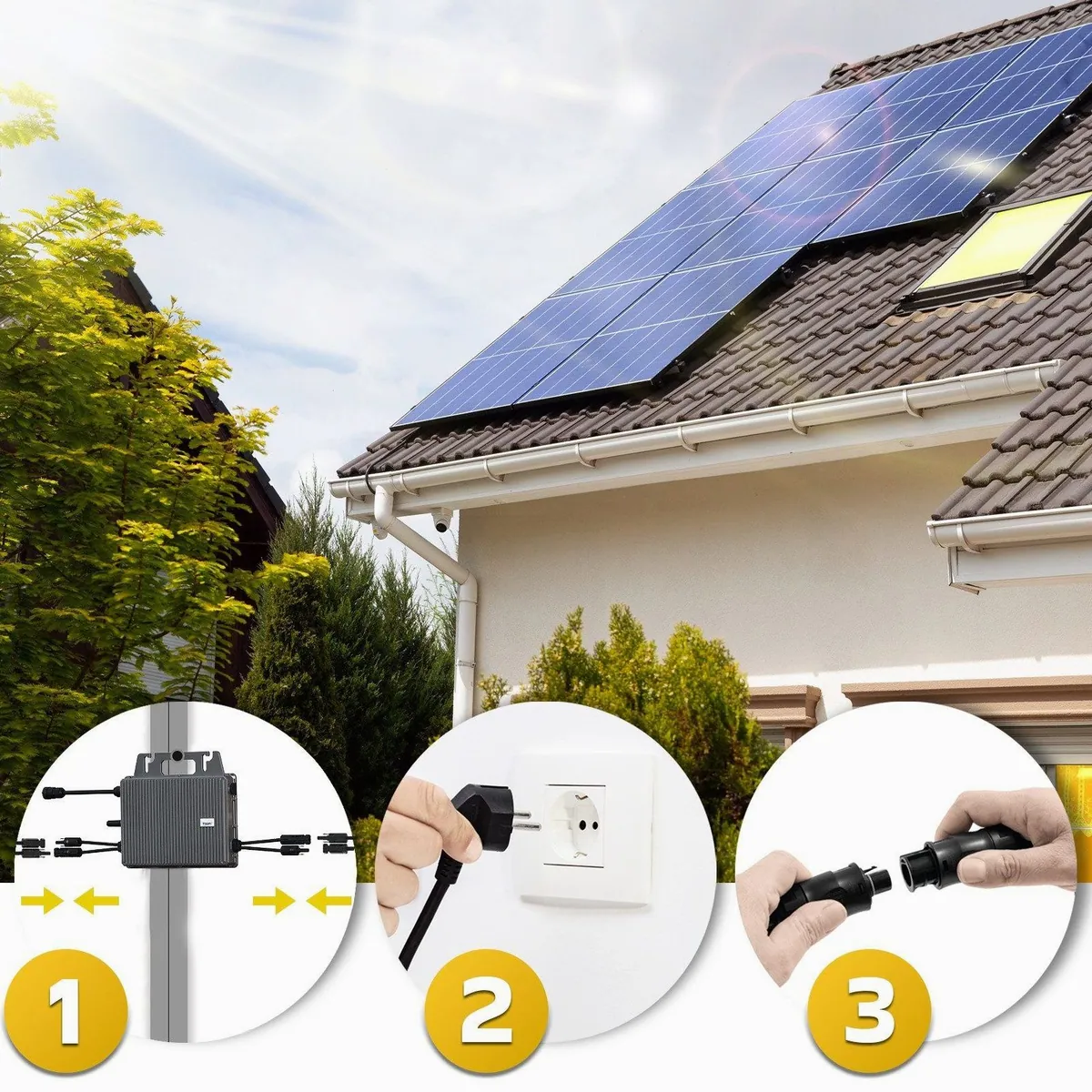 SUNNIVA Balkonkraftwerk 1800W/800W, Plug & Play Installation, Mikro-Wechselrichter TSUN 800W 3