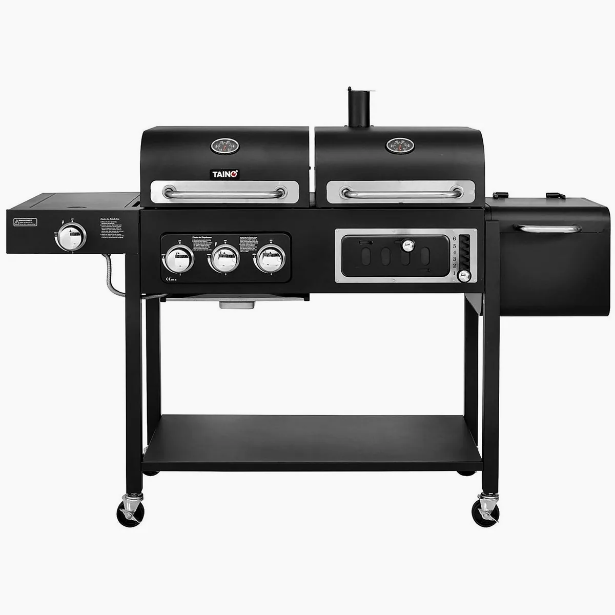Taino HERO DUO Holzkohlegrill, höhenverstellbarer Kohlerost, klappbarer Seitentisch