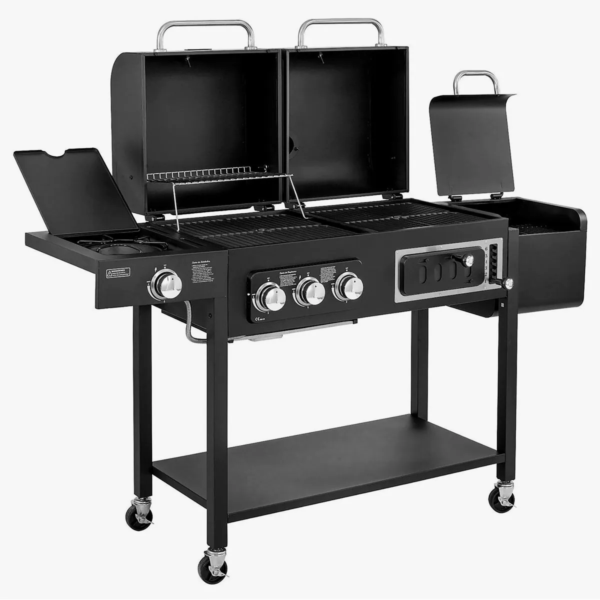 Taino HERO DUO Holzkohlegrill, höhenverstellbarer Kohlerost, klappbarer Seitentisch 2