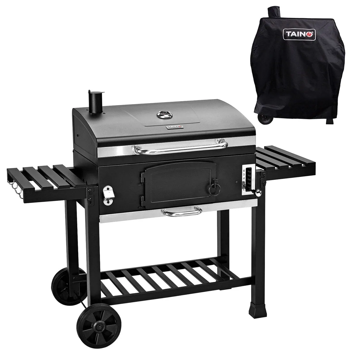 Taino HERO XXL Holzkohlegrill, 42 x 72 cm Grillfläche, höhenverstellbare Kohlewanne