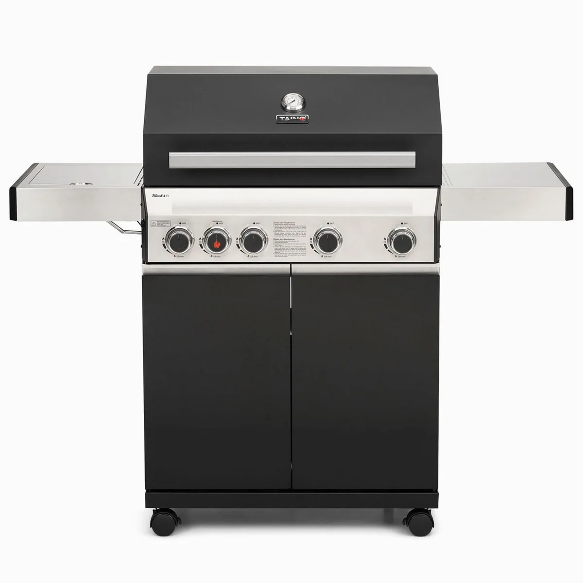 Taino Gasgrill BLACK, 4 Brenner, Seitenkocher, doppelwandiger Deckel 2