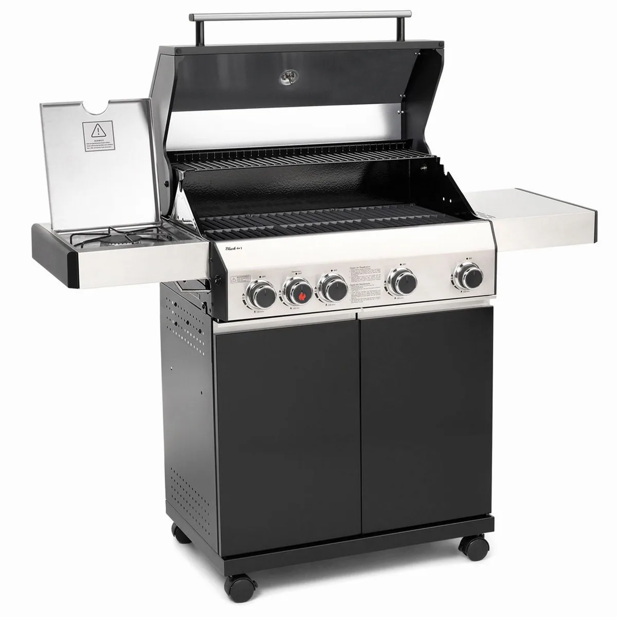 Taino Gasgrill BLACK, 4 Brenner, Seitenkocher, doppelwandiger Deckel 3