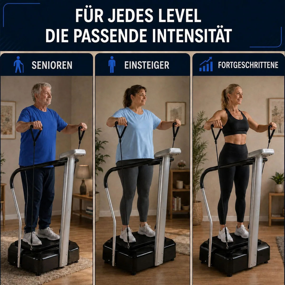 @tec Vibrationsplatte Crazy Fit, 50 Intensitätsstufen, 4 Programme, Haltegriffe 5