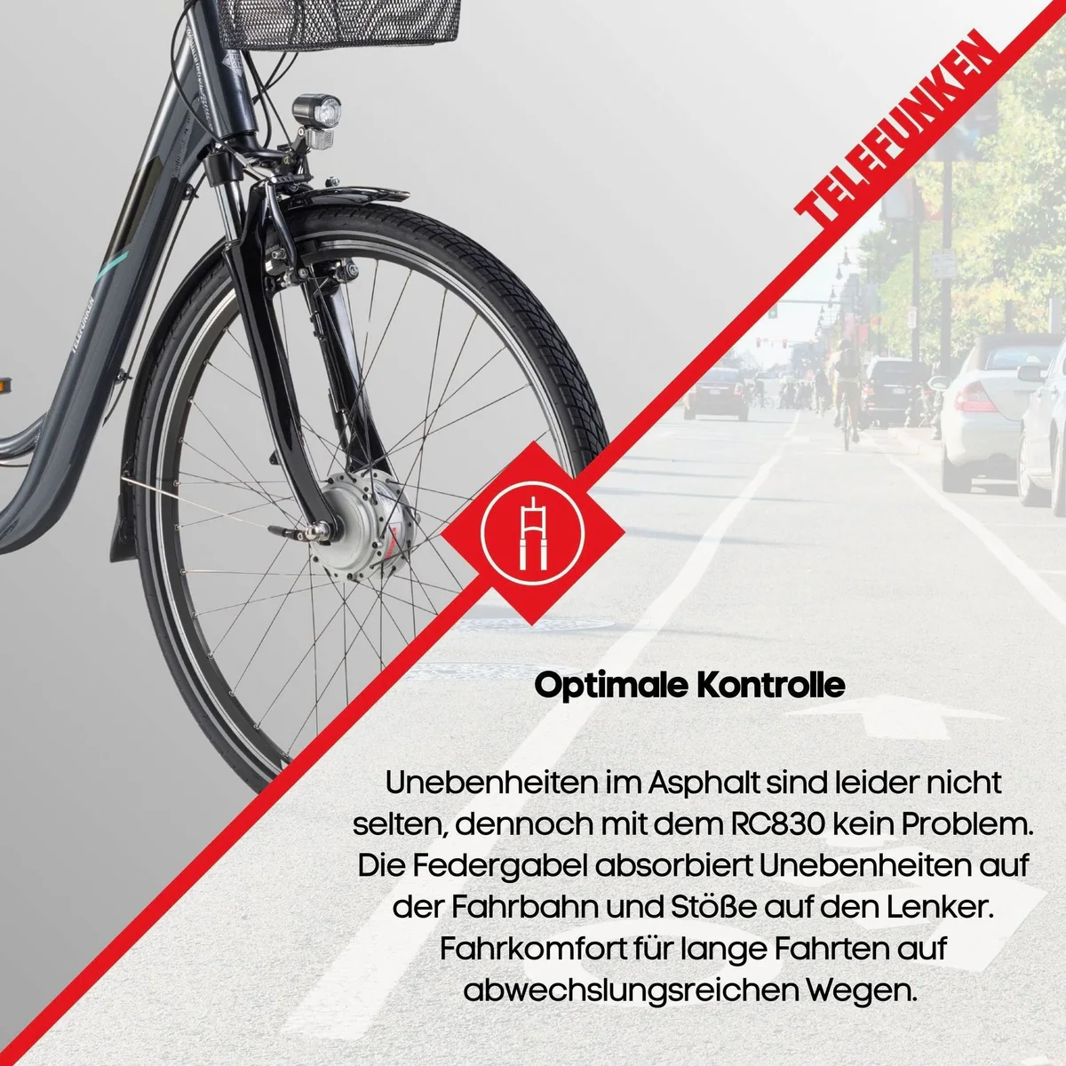 Telefunken E-Bike RC830, leistungsstarker Frontmotor, 3-Gang Shimano, komfortable Geometrie 5