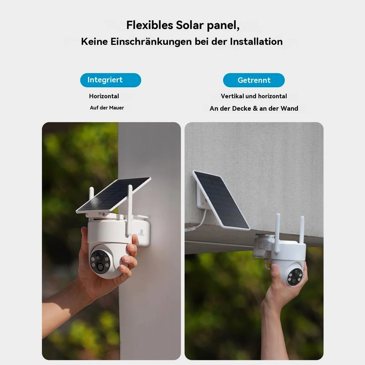 Topcony Überwachungskamera, 2K Auflösung, 360° Schwenkfunktion, Solar-Akku 4
