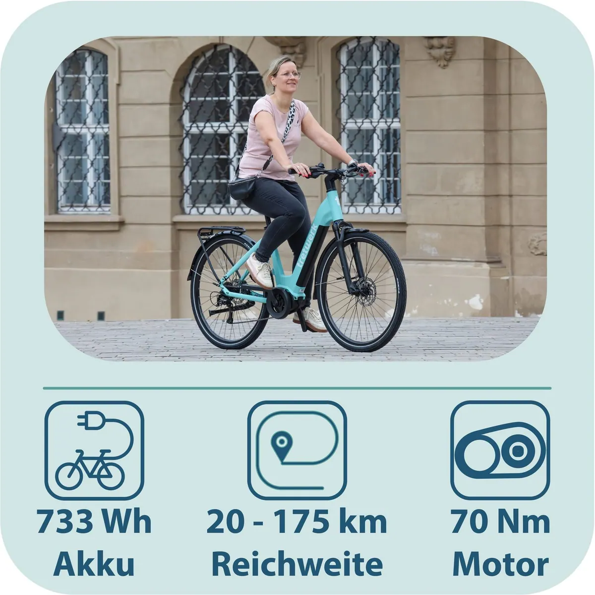 Tretwerk Amber E-Bike Cityrad, 9-Gang Shimano Cues, Mittelmotor, 733 Wh 4
