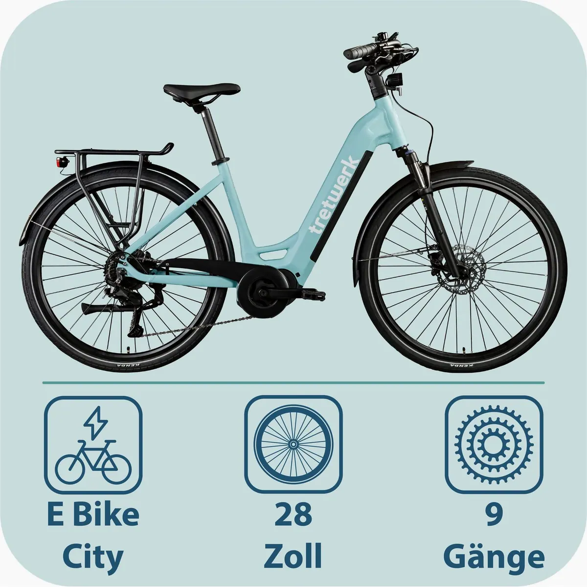 Tretwerk Amber E-Bike Cityrad, 9-Gang Shimano Cues, Mittelmotor, 733 Wh 5