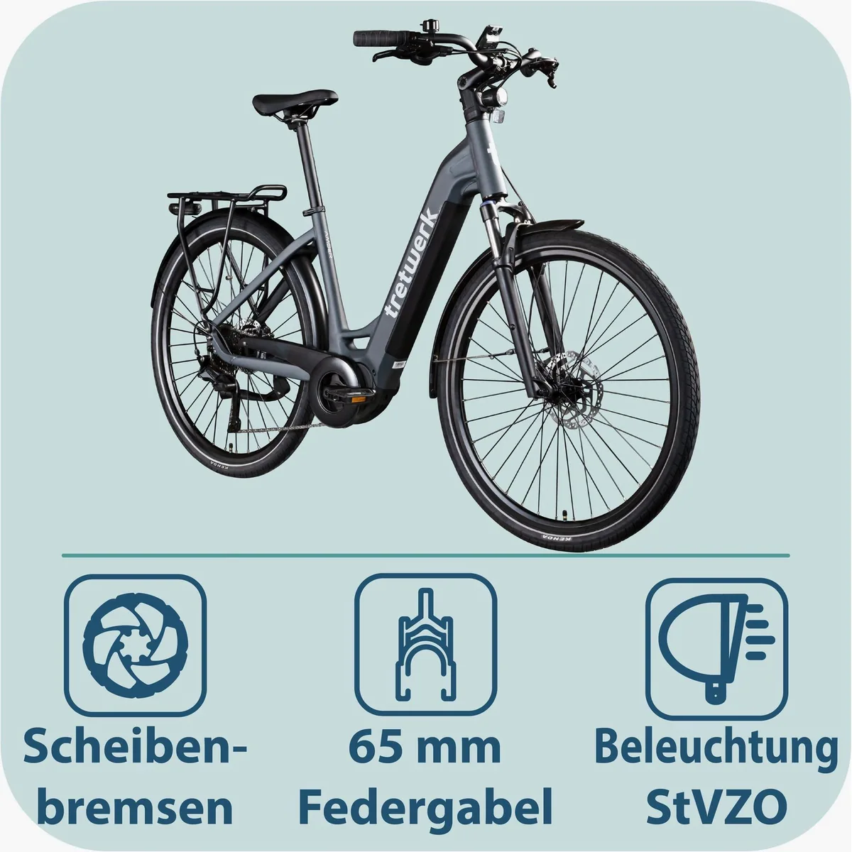 Tretwerk Amber E-Bike Cityrad, 9-Gang Shimano, 733 Wh Akku, komfortabel & stabil 3