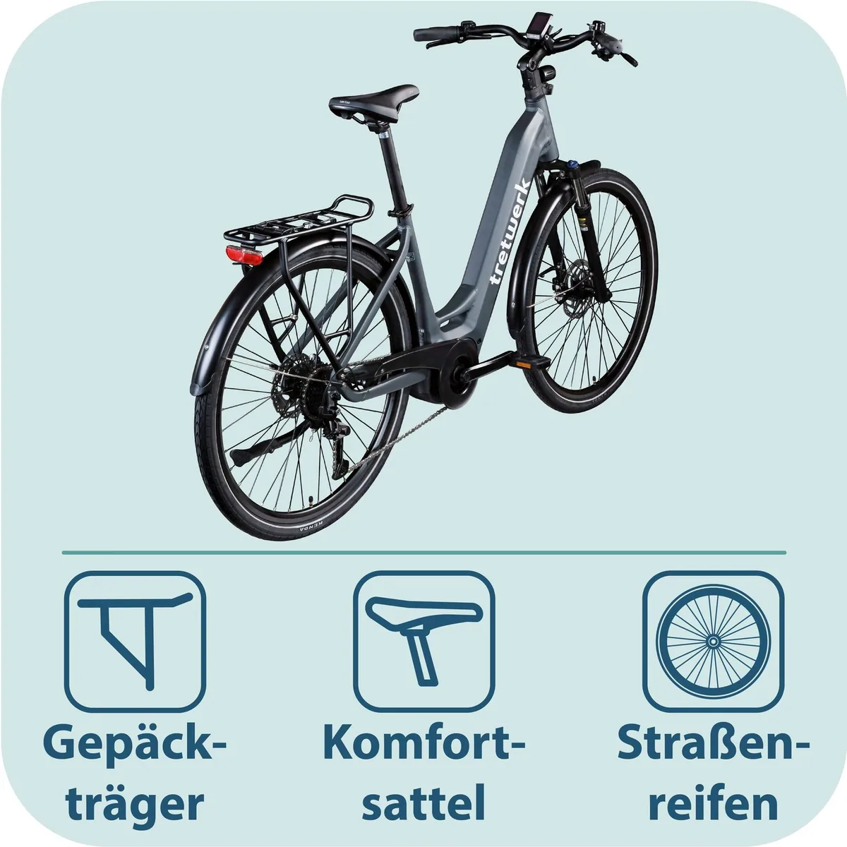 Tretwerk Amber E-Bike Cityrad, 9-Gang Shimano, 733 Wh Akku, komfortabel & stabil 4