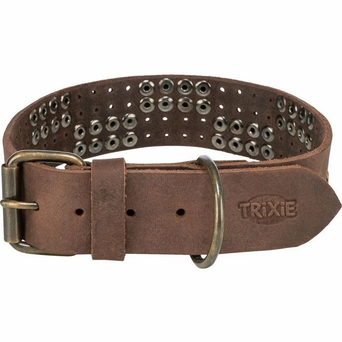 Trixie Rustic Fettleder-Halsband, extra breit, dunkelbraun, 34–40 cm