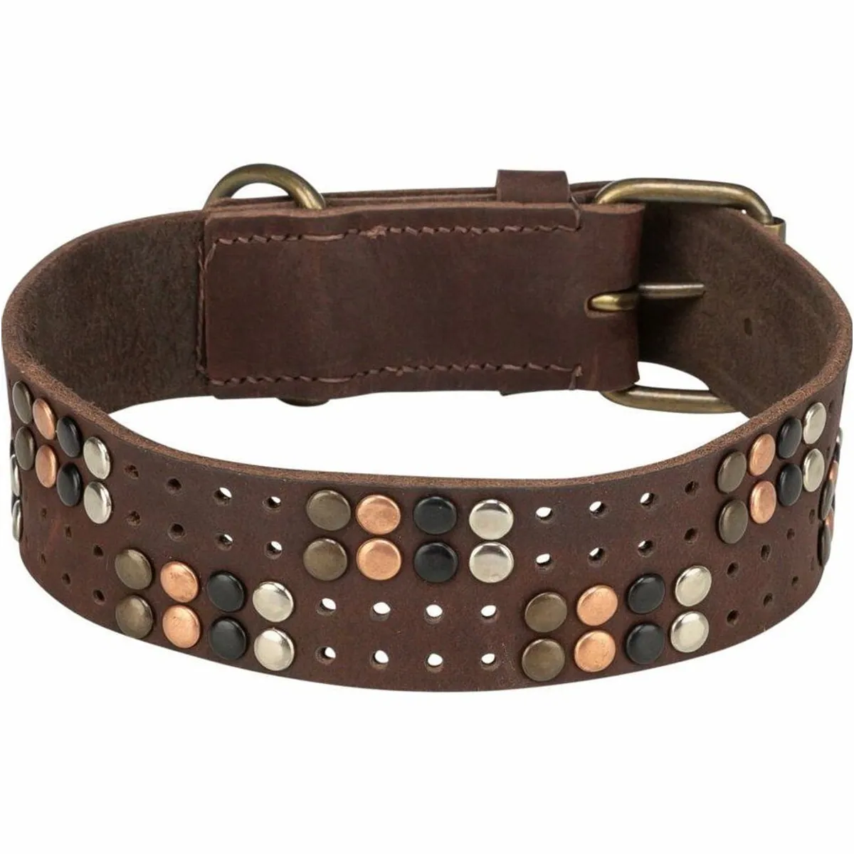 Trixie Rustic Fettleder-Halsband, extra breit, dunkelbraun, 34–40 cm 3